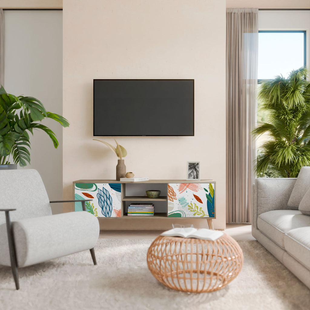 BOTANICAL HURRICANE TV-Ständer mit 2 Türen in Eichenoptik