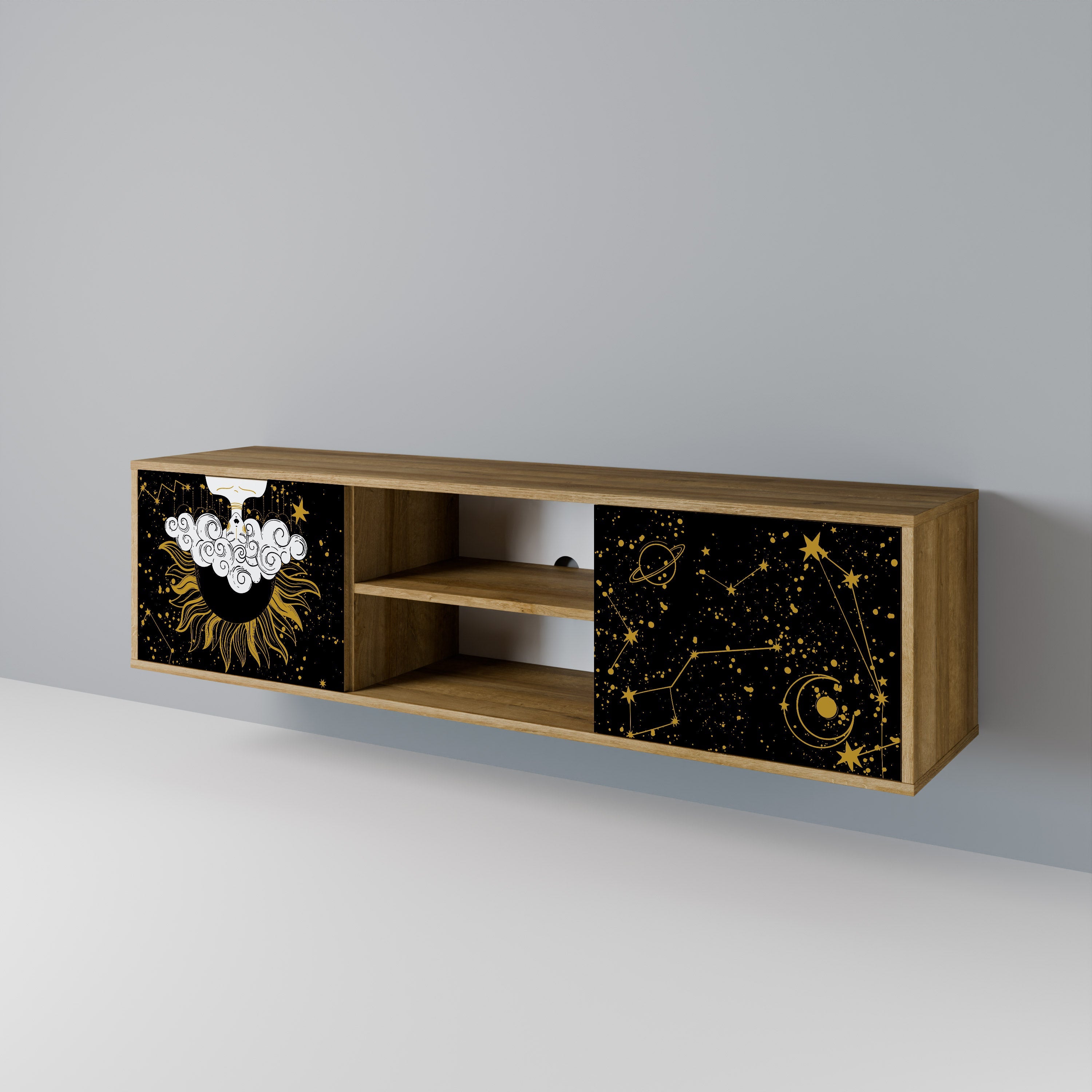 STELLAR CONSTELLATIONS 2-türiger TV-Ständer in Eichenoptik