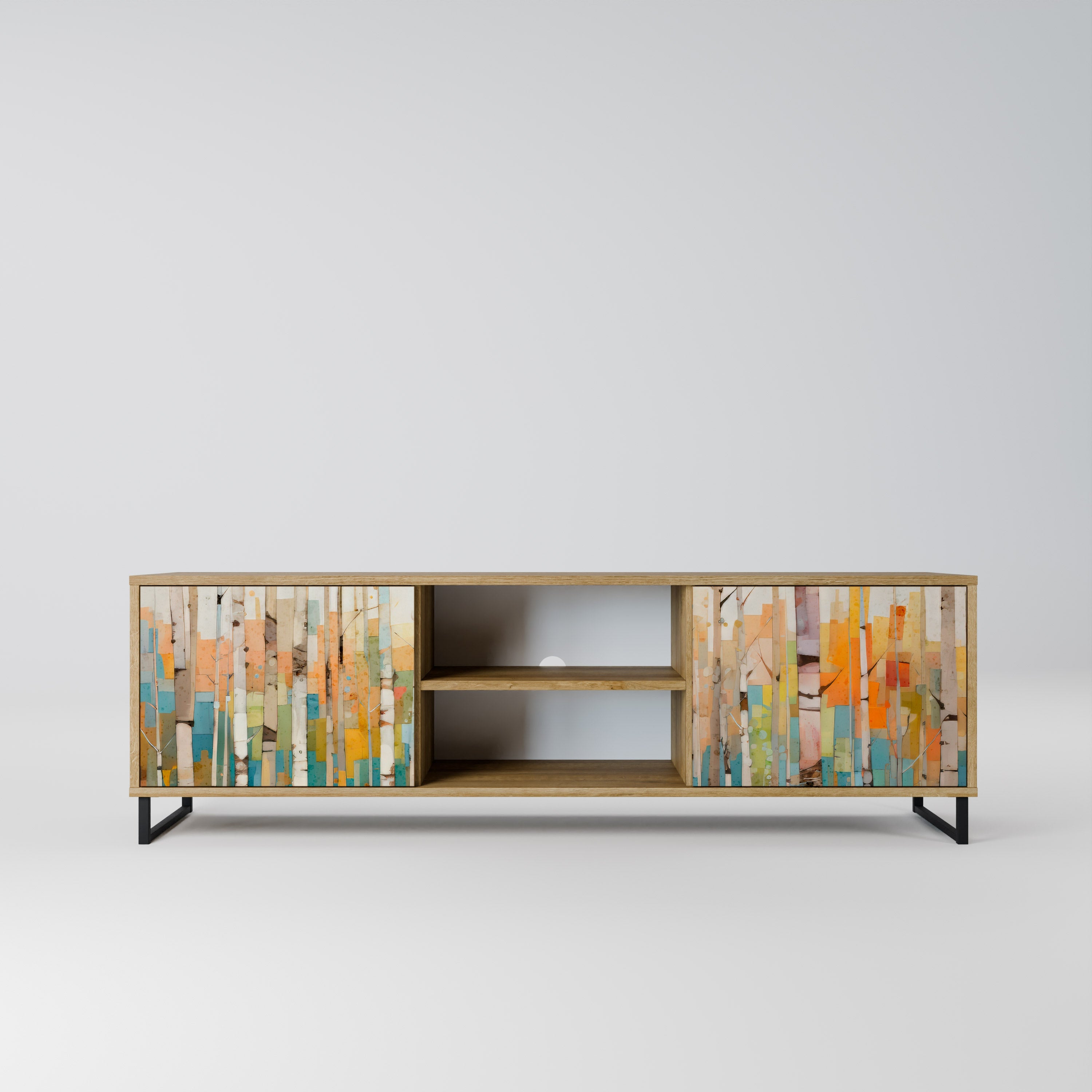 BIRCH KALEIDOSCOPE TV-Ständer mit 2 Türen in Eichenoptik