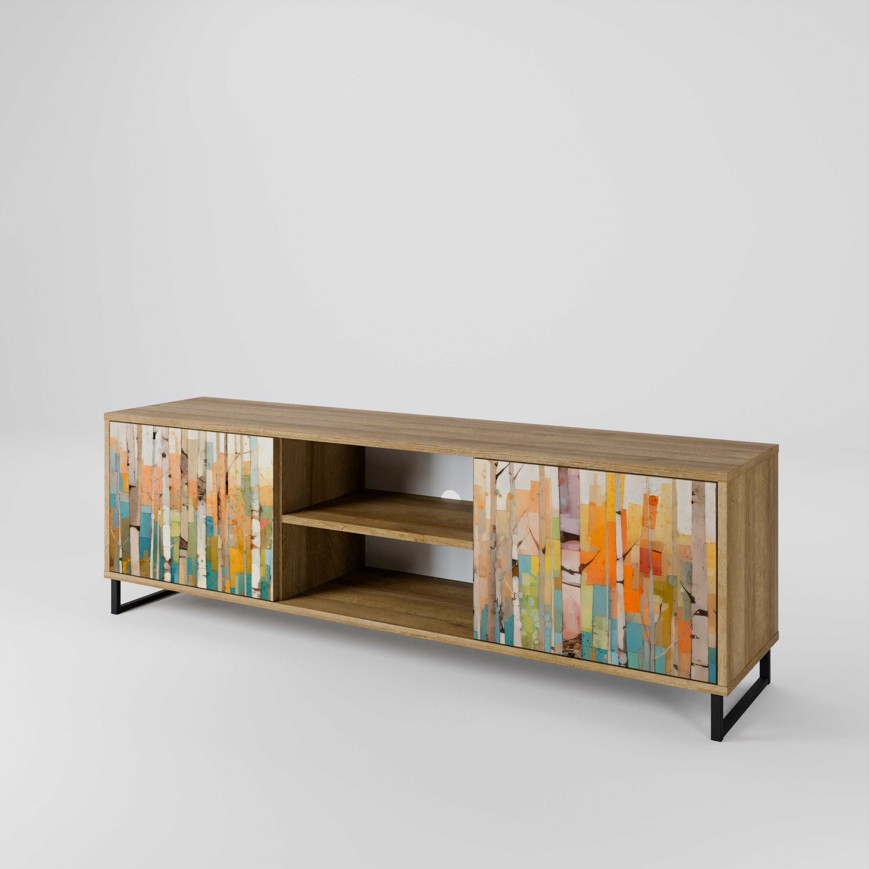BIRCH KALEIDOSCOPE TV-Ständer mit 2 Türen in Eichenoptik