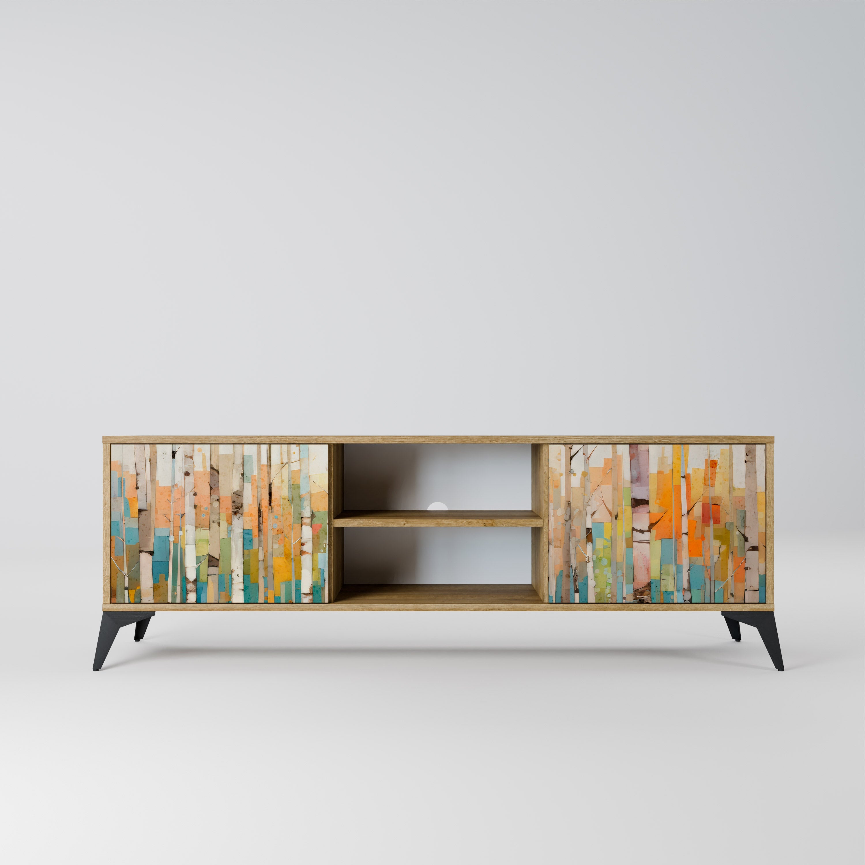 BIRCH KALEIDOSCOPE TV-Ständer mit 2 Türen in Eichenoptik
