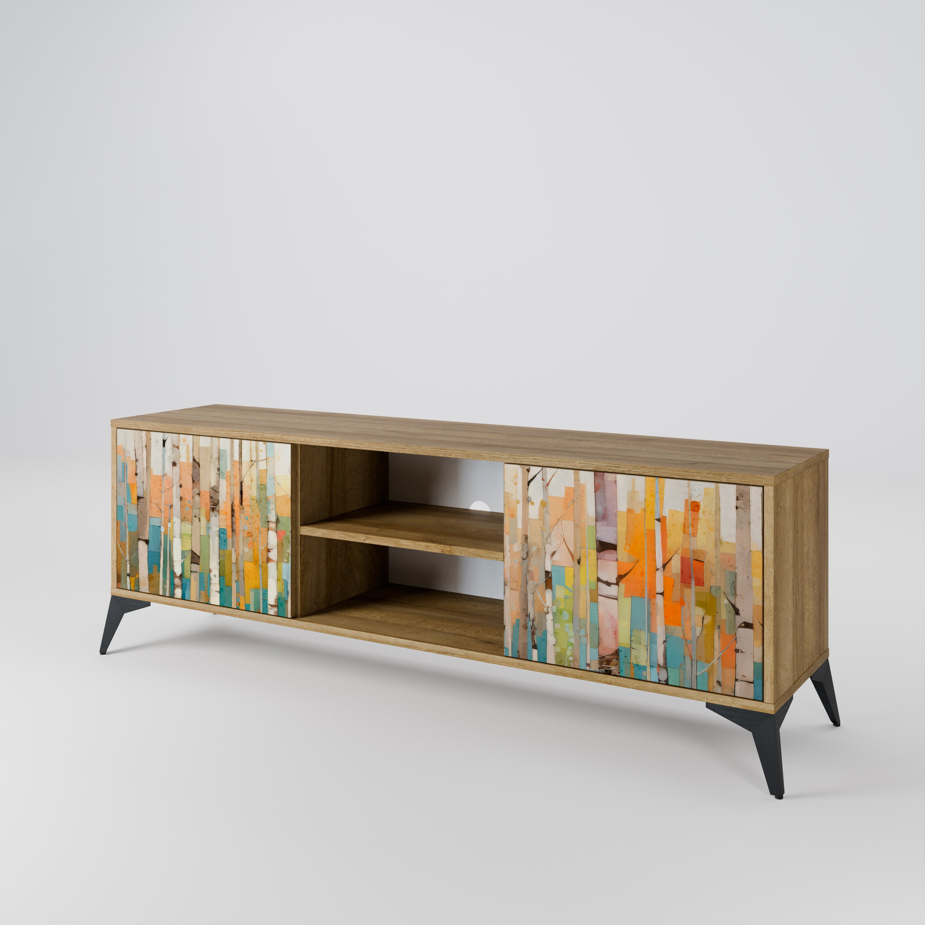 BIRCH KALEIDOSCOPE TV-Ständer mit 2 Türen in Eichenoptik