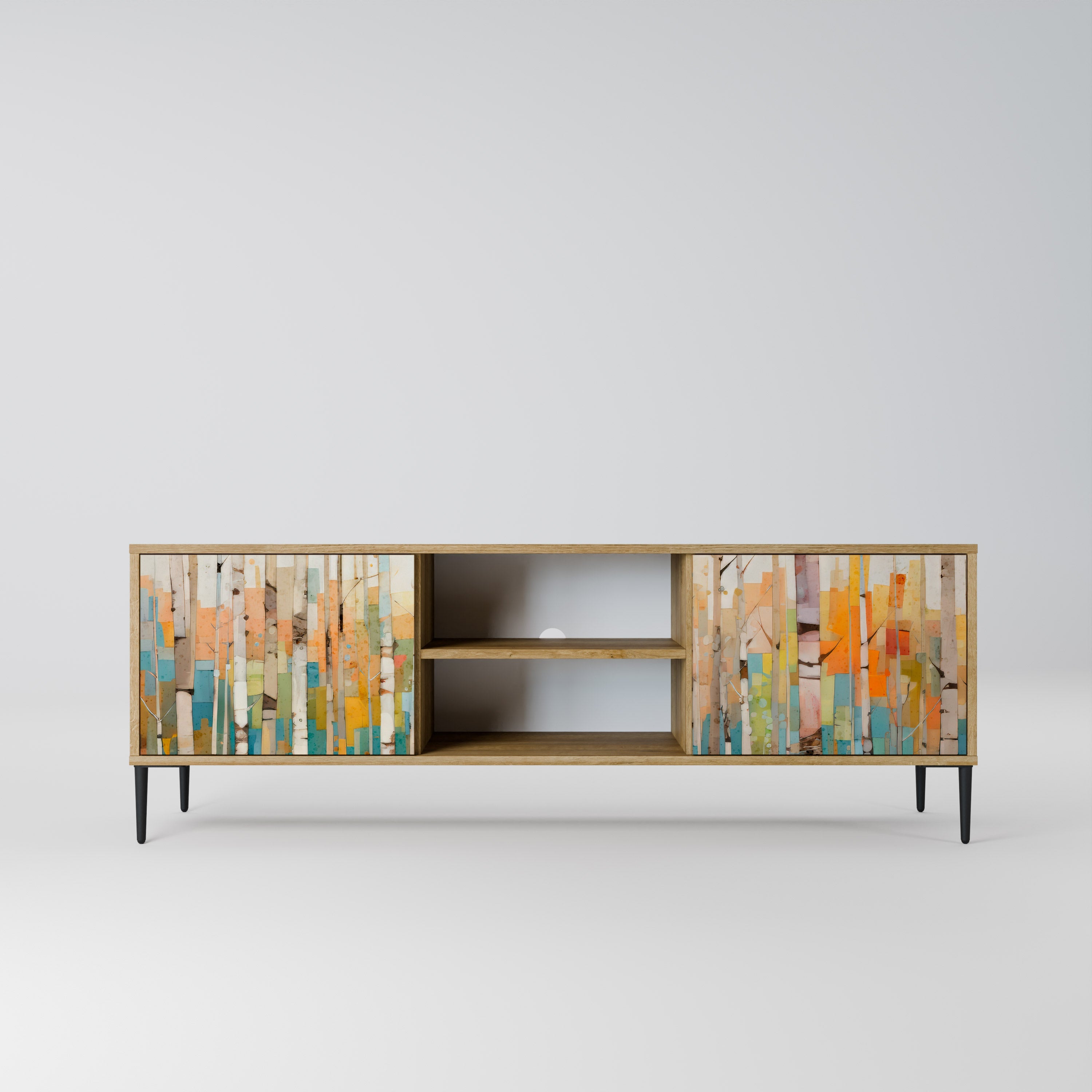BIRCH KALEIDOSCOPE TV-Ständer mit 2 Türen in Eichenoptik