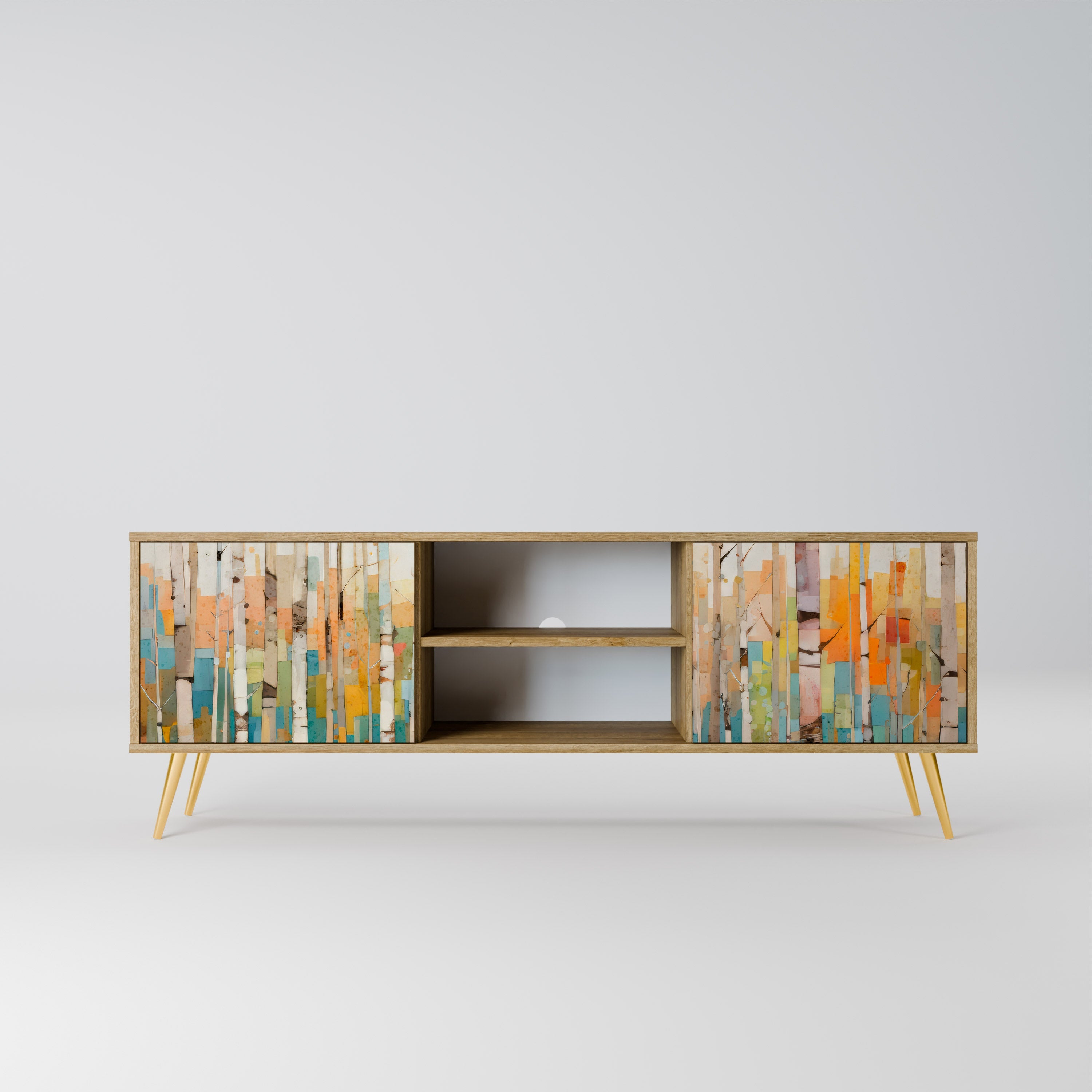 BIRCH KALEIDOSCOPE TV-Ständer mit 2 Türen in Eichenoptik