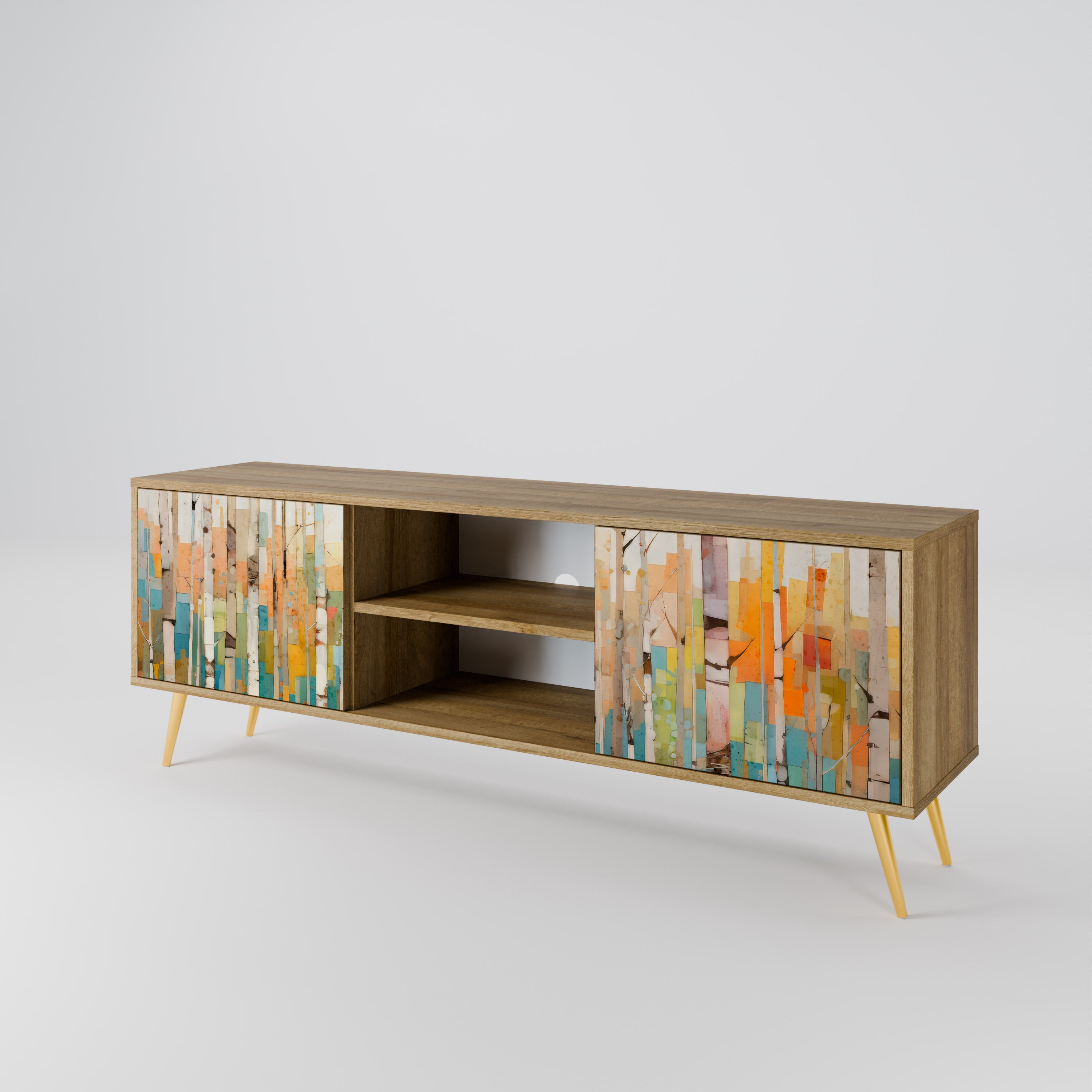 BIRCH KALEIDOSCOPE TV-Ständer mit 2 Türen in Eichenoptik