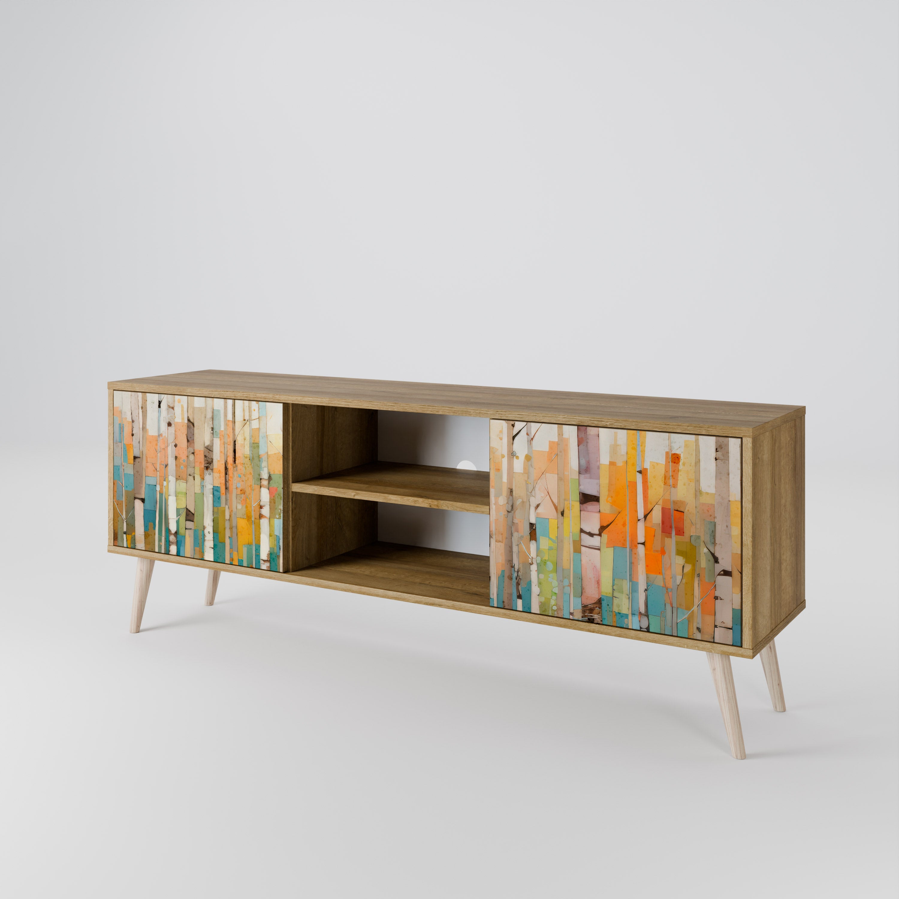 BIRCH KALEIDOSCOPE TV-Ständer mit 2 Türen in Eichenoptik
