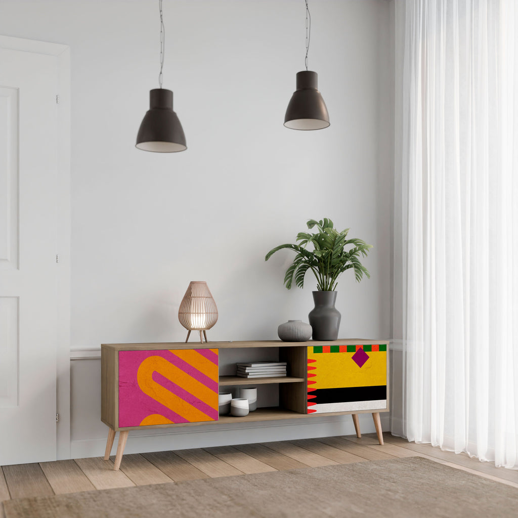 VIVID ART TV-Ständer mit 2 Türen in Eichenoptik