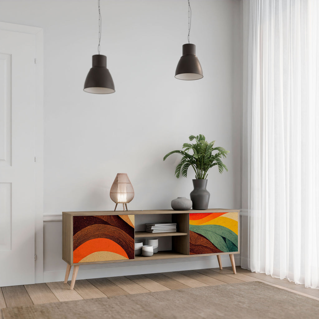 COLORFUL STRANDS 2-türiger TV-Ständer in Eichenoptik