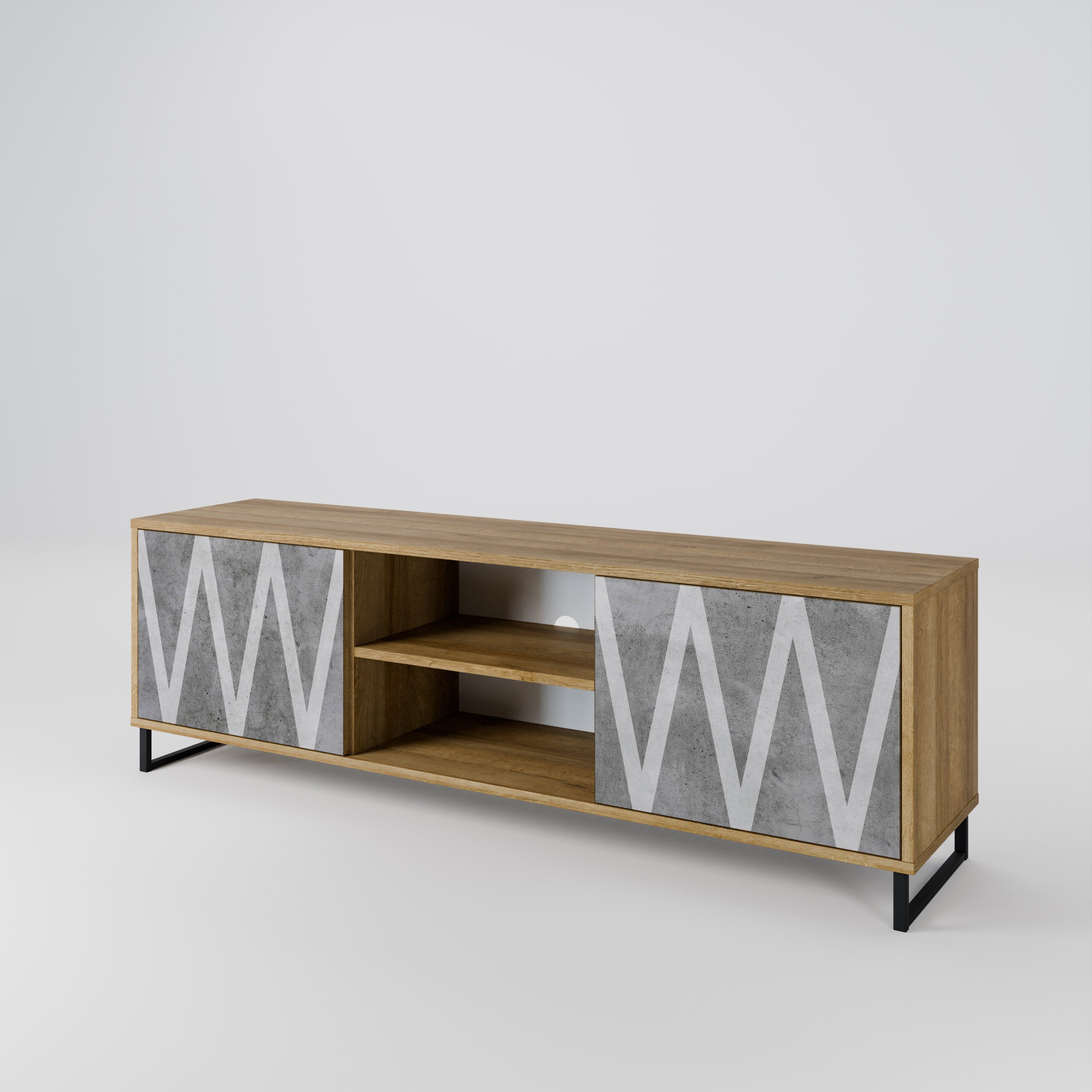 SOLID ZIG ZAG 2-türiger TV-Ständer in Eichenoptik