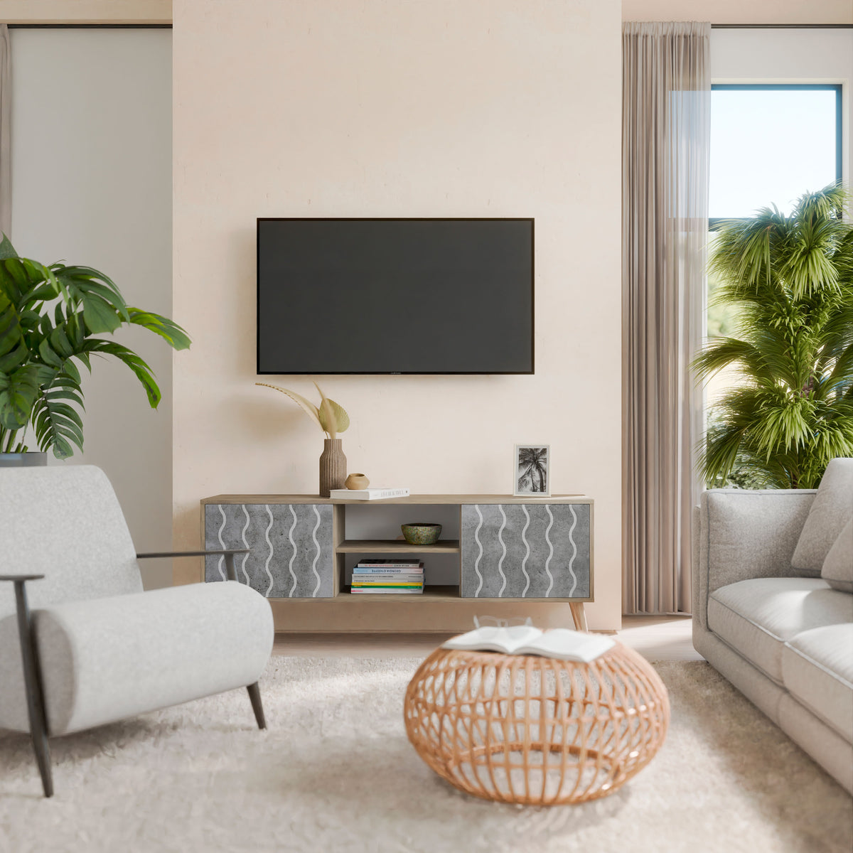 WAVES OF CONCRETE 2-Door TV Cabinet