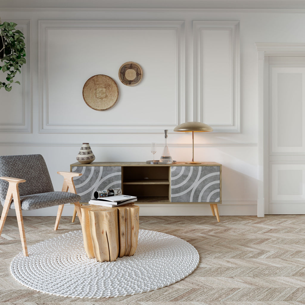 CIRCLE CONCRETE 2-türiger TV-Ständer in Eichenoptik