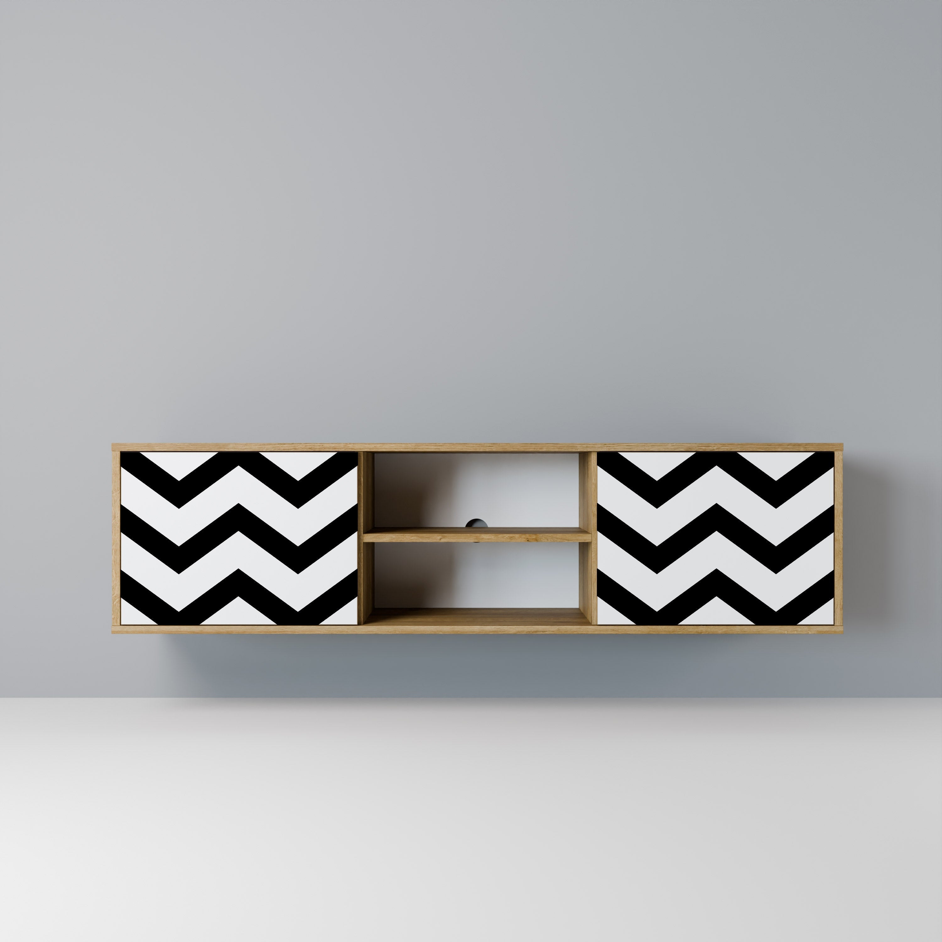 CLASSIC ZIG ZAG 2-türiger TV-Ständer in Eichenoptik