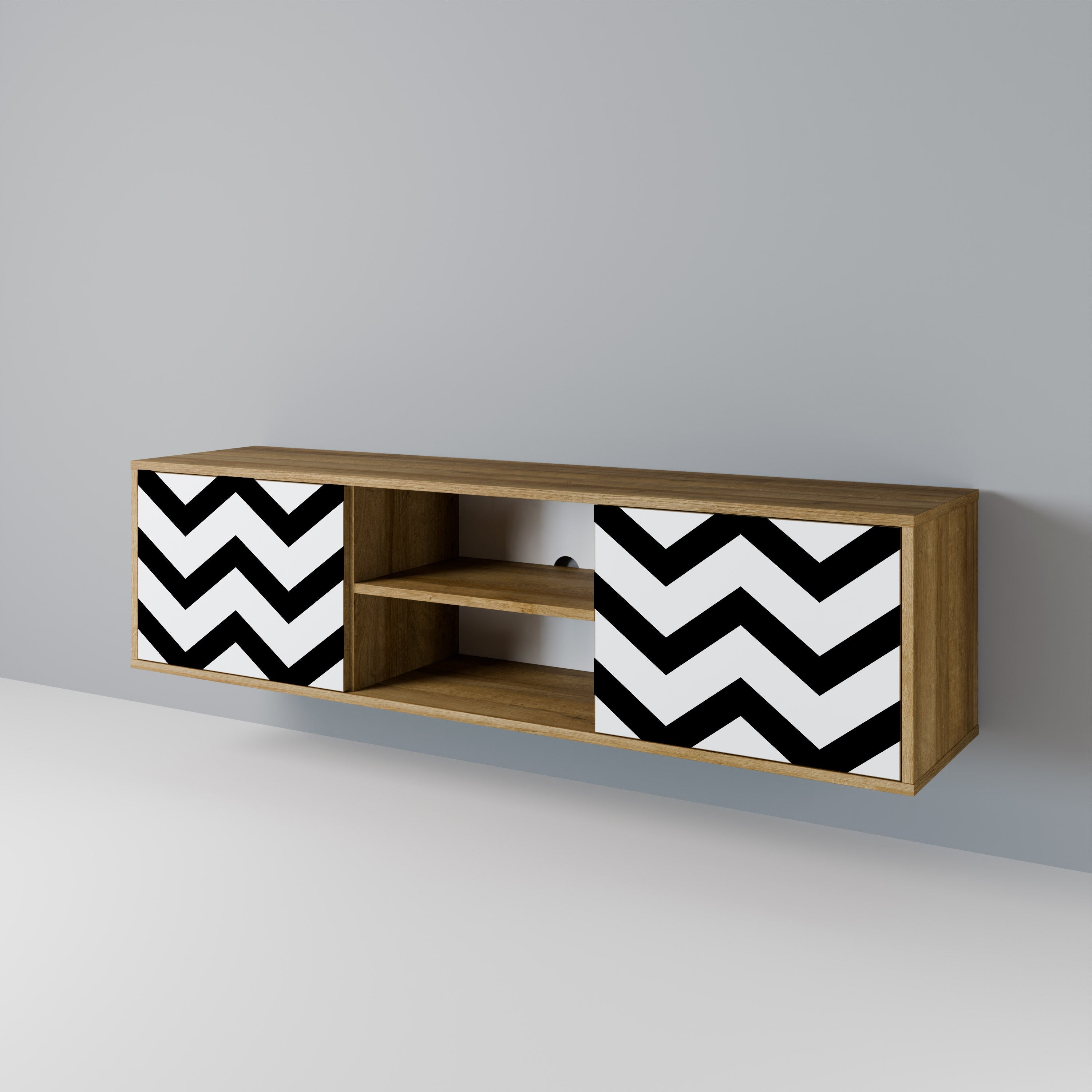 CLASSIC ZIG ZAG 2-türiger TV-Ständer in Eichenoptik
