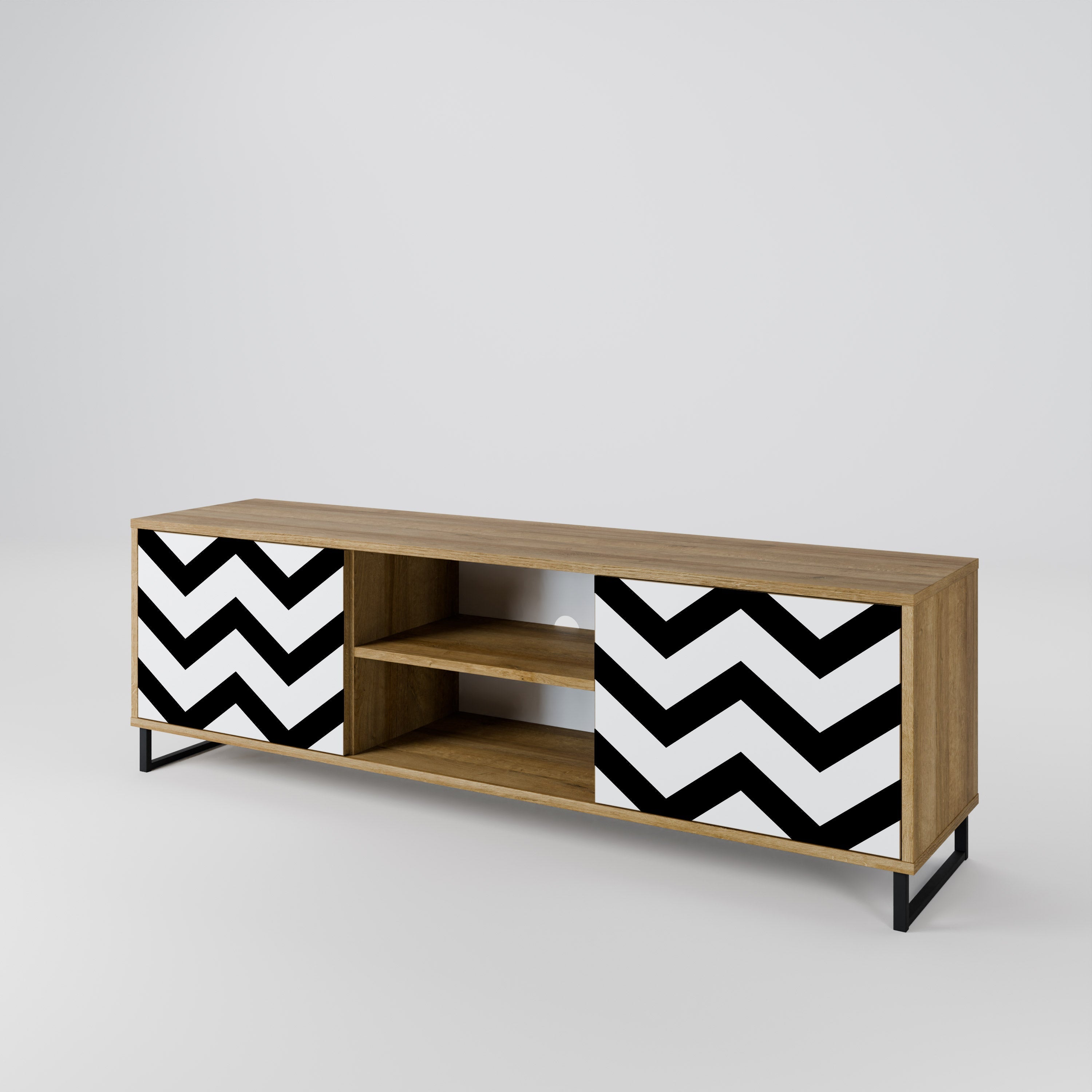 CLASSIC ZIG ZAG 2-türiger TV-Ständer in Eichenoptik