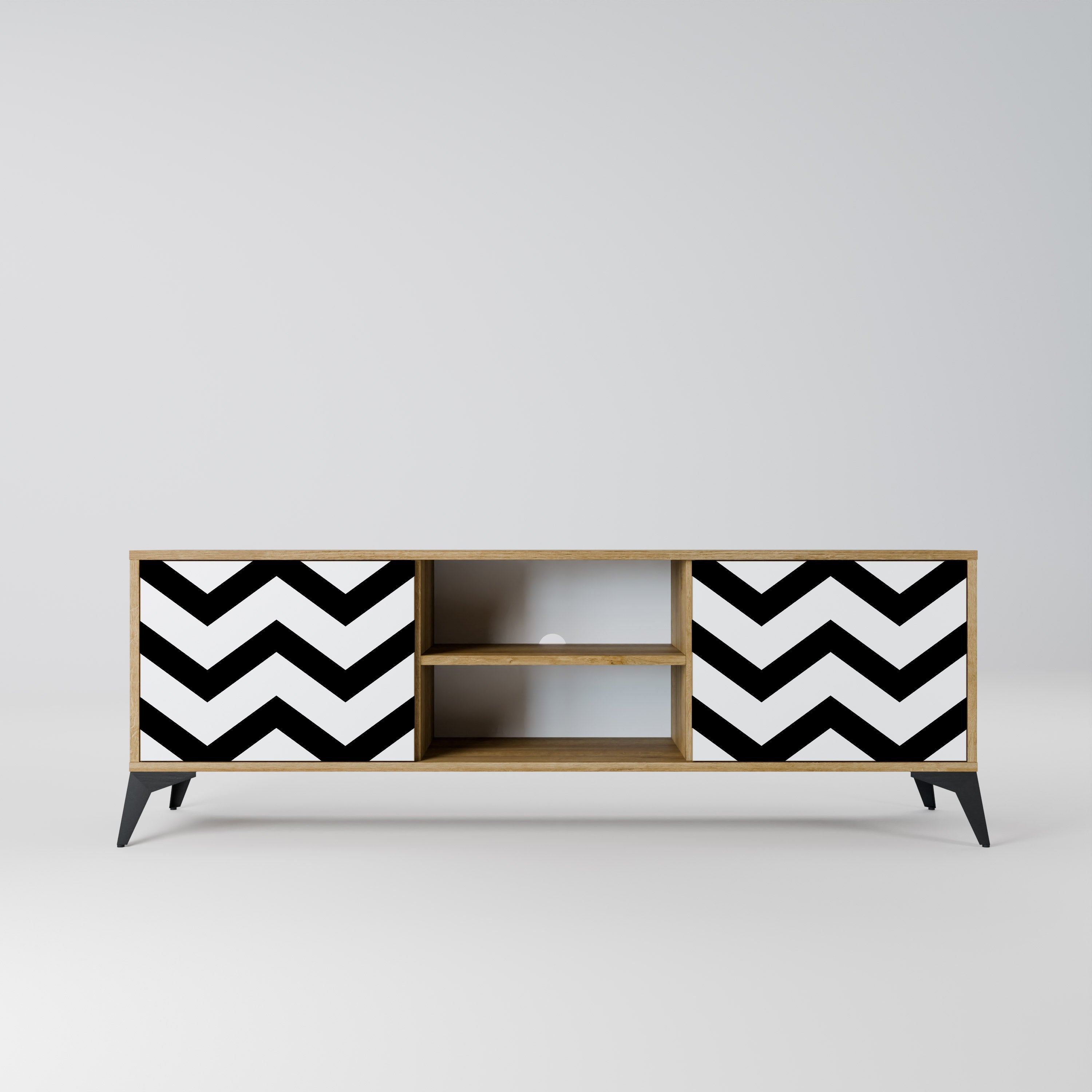 CLASSIC ZIG ZAG 2-türiger TV-Ständer in Eichenoptik
