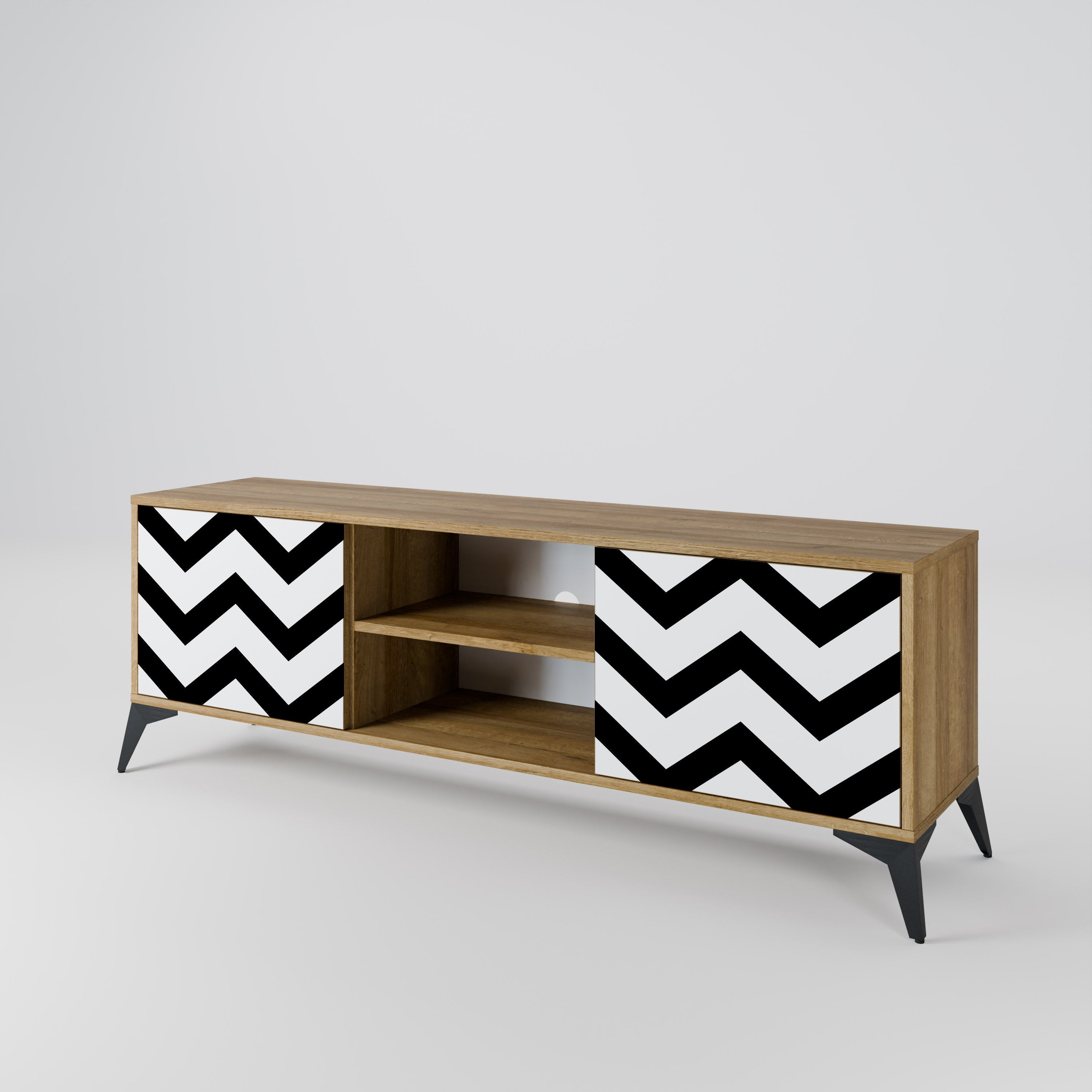 CLASSIC ZIG ZAG 2-türiger TV-Ständer in Eichenoptik