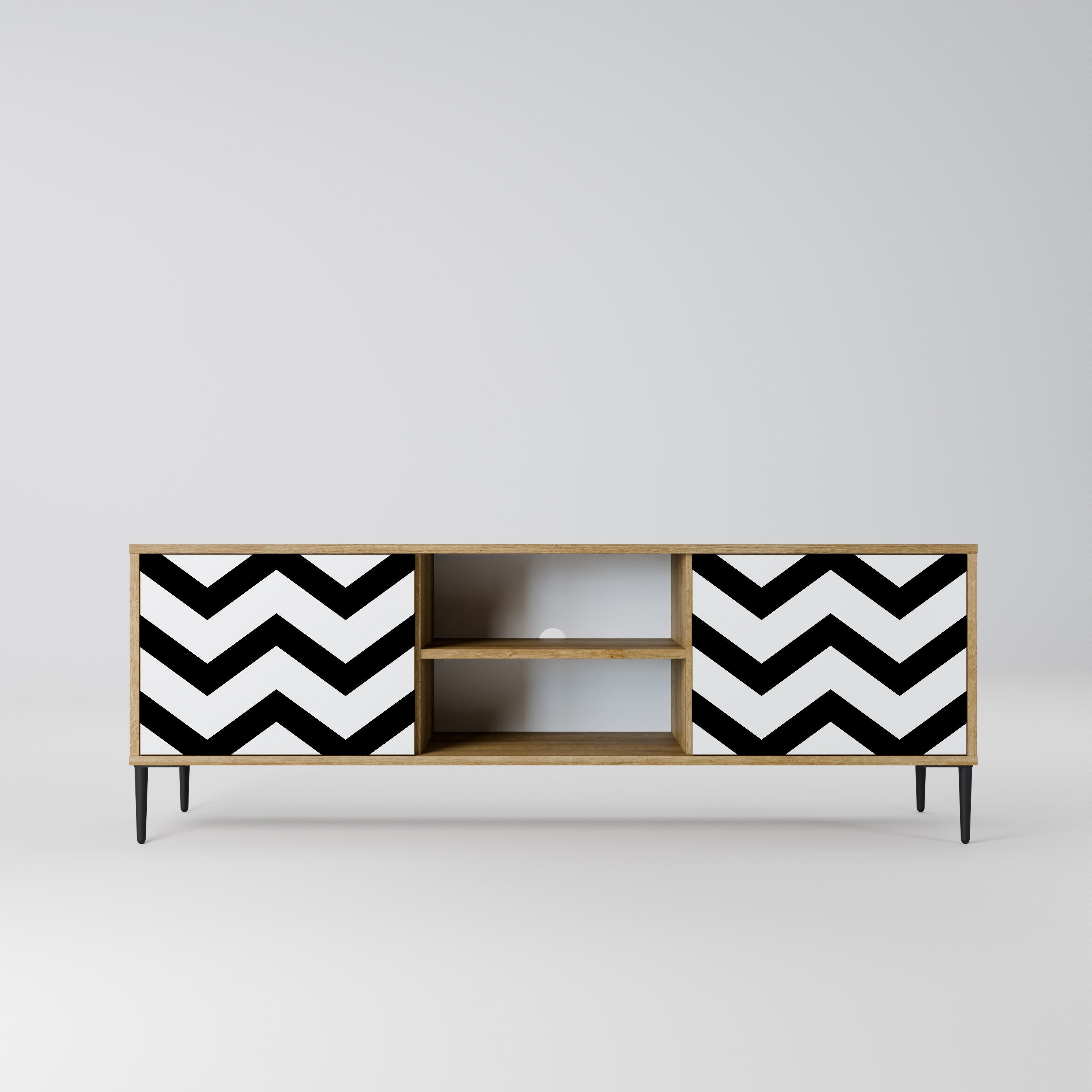 CLASSIC ZIG ZAG 2-türiger TV-Ständer in Eichenoptik