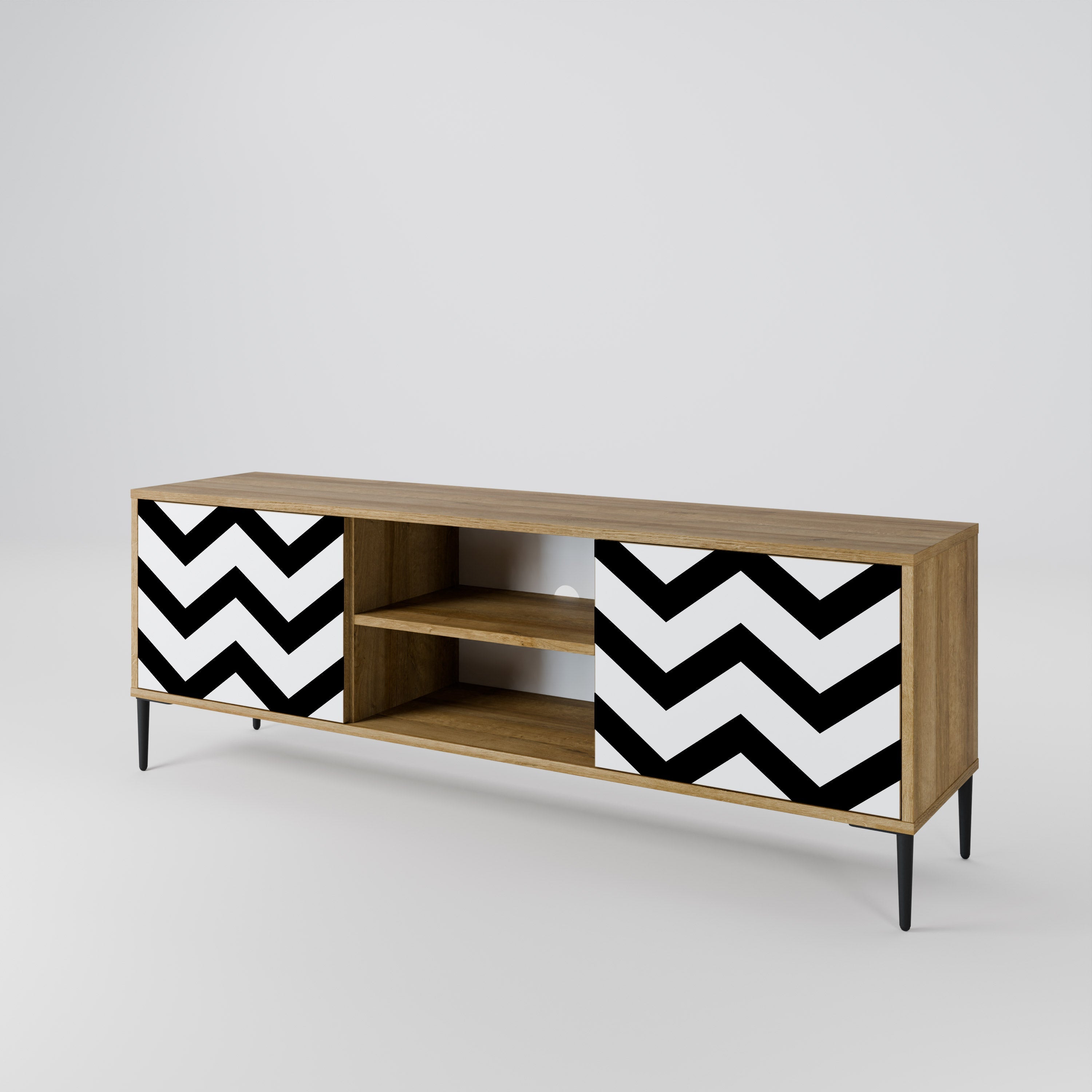 CLASSIC ZIG ZAG 2-türiger TV-Ständer in Eichenoptik