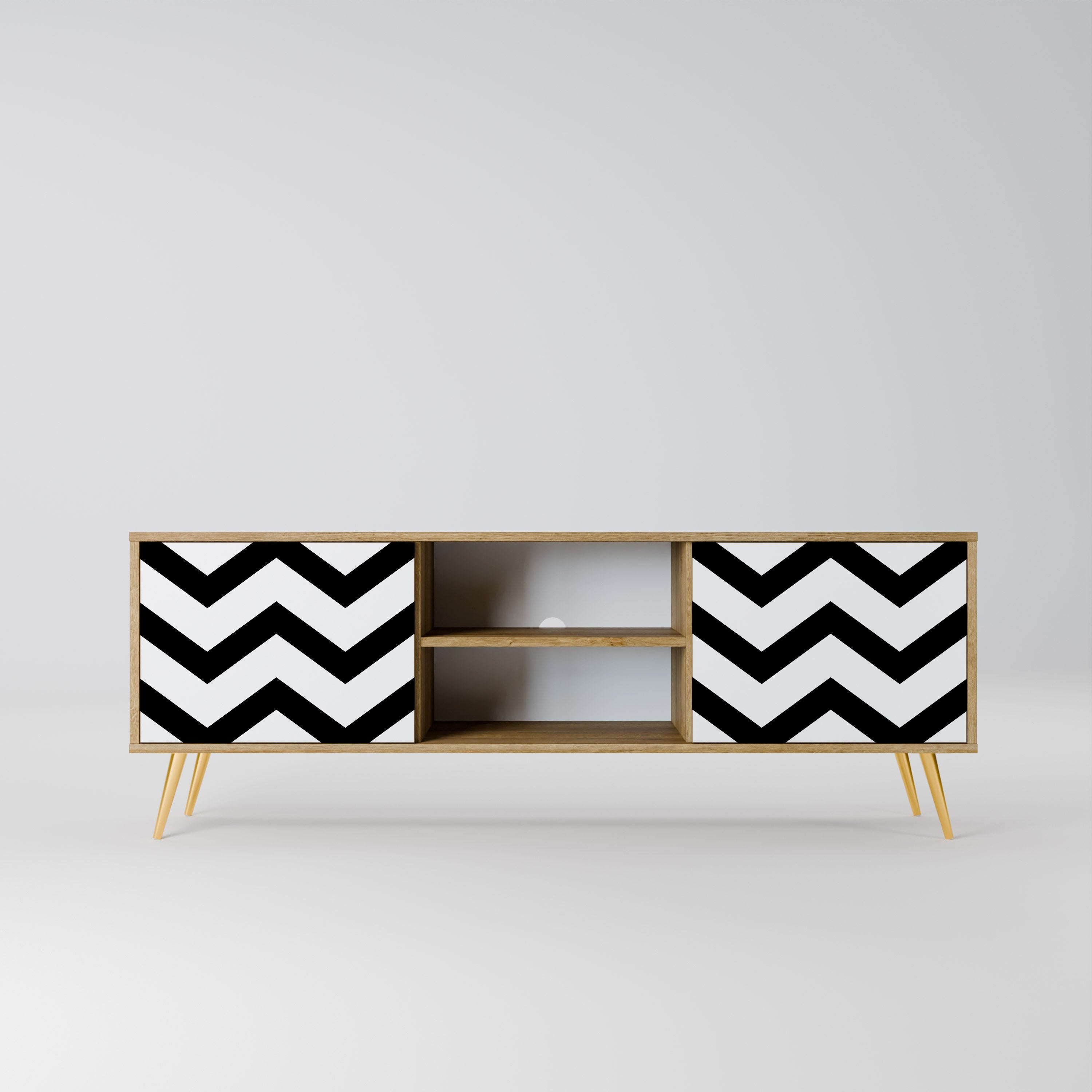 CLASSIC ZIG ZAG 2-türiger TV-Ständer in Eichenoptik