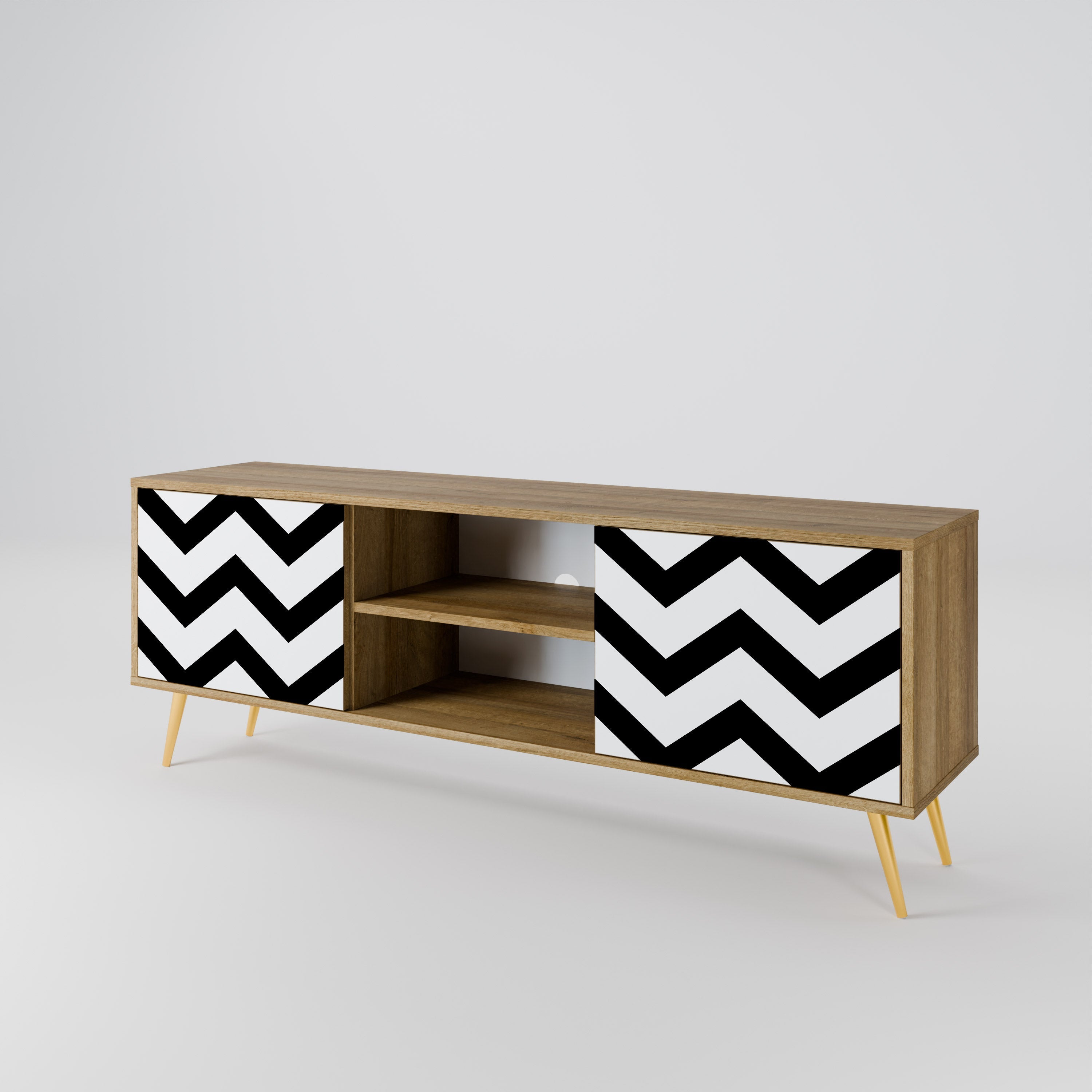 CLASSIC ZIG ZAG 2-türiger TV-Ständer in Eichenoptik