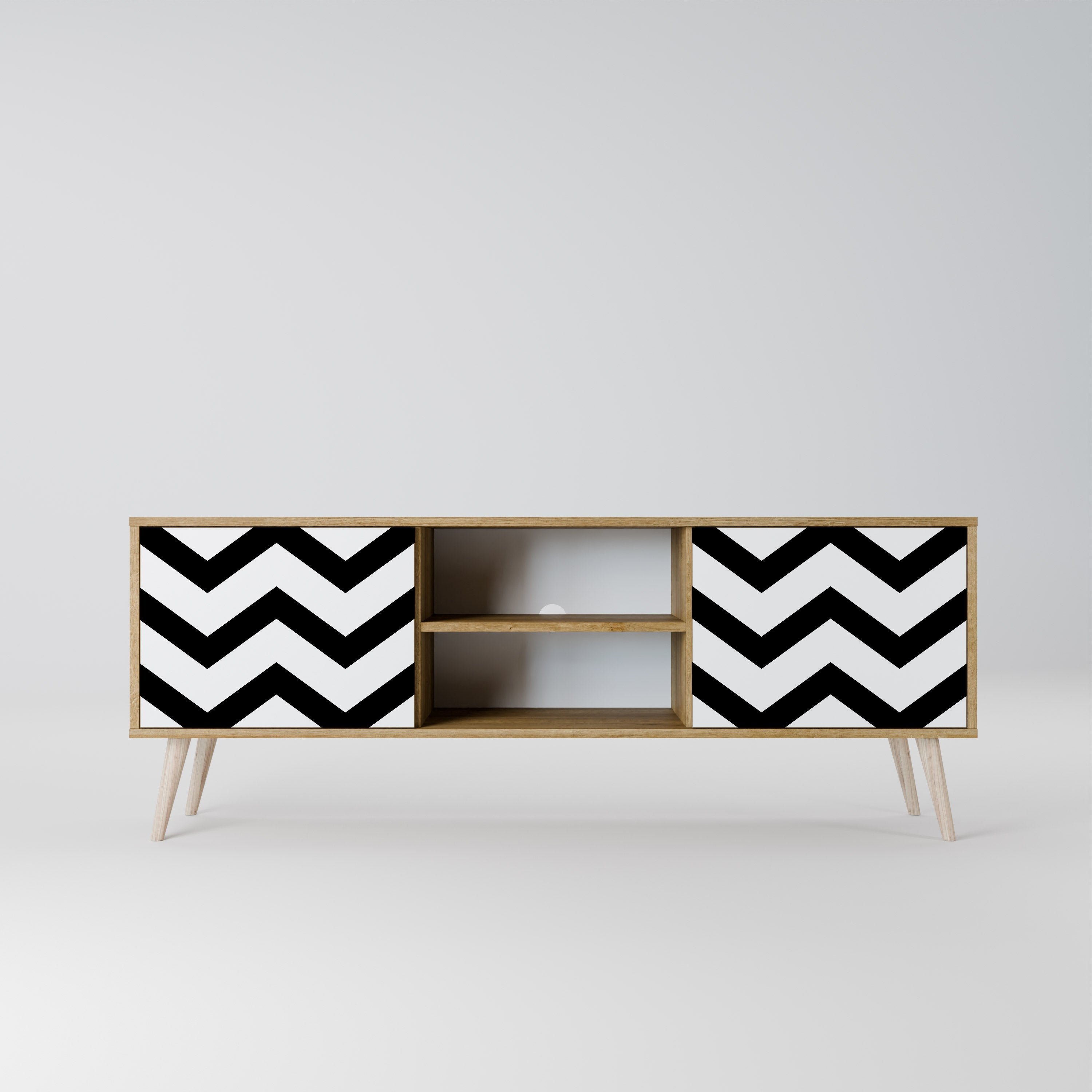 CLASSIC ZIG ZAG 2-türiger TV-Ständer in Eichenoptik
