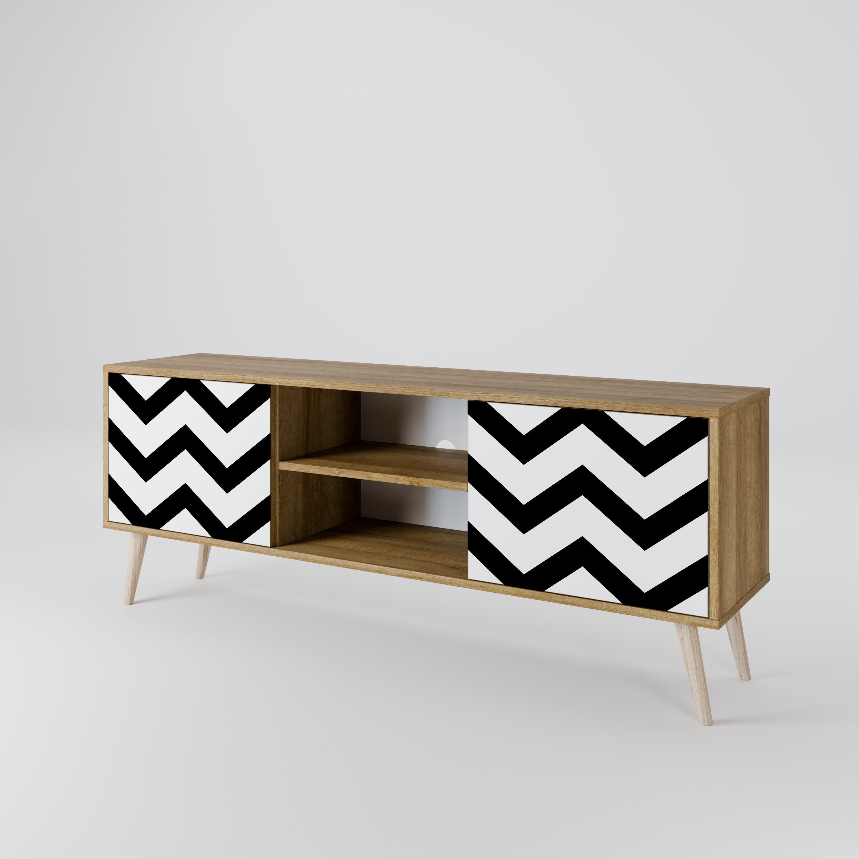 CLASSIC ZIG ZAG 2-türiger TV-Ständer in Eichenoptik
