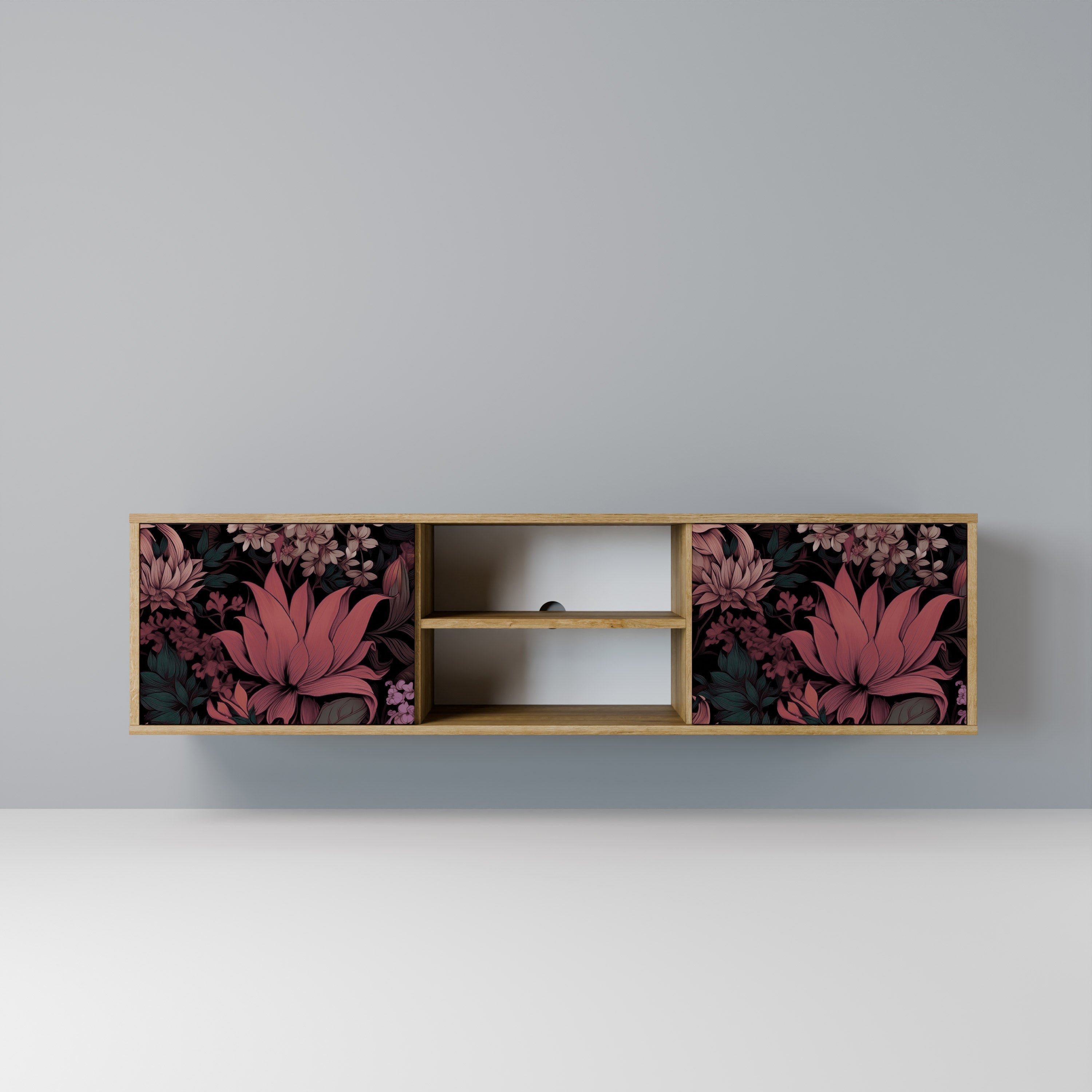 FLORAL WHISPER 2-türiger TV-Ständer in Eichenoptik
