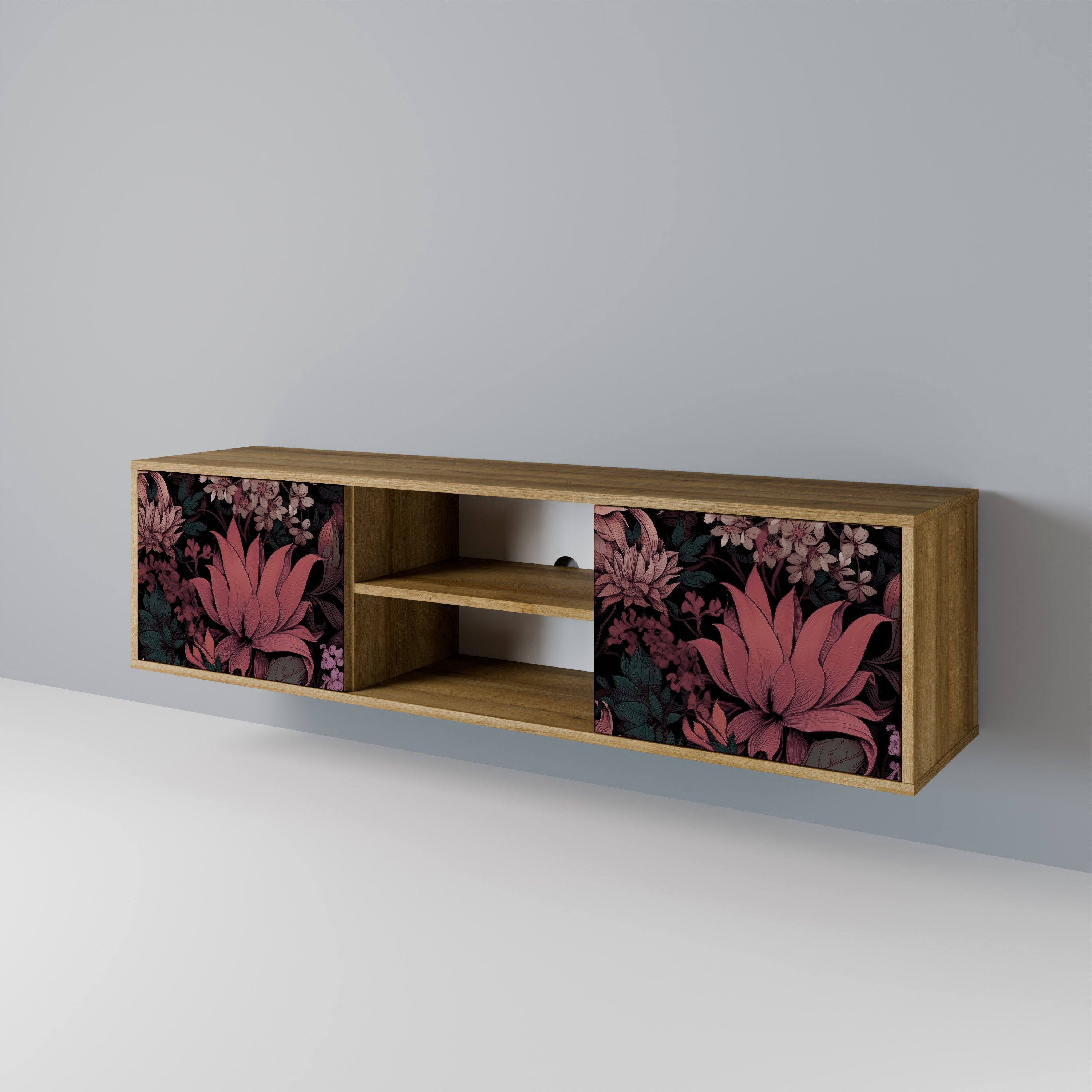 FLORAL WHISPER 2-türiger TV-Ständer in Eichenoptik