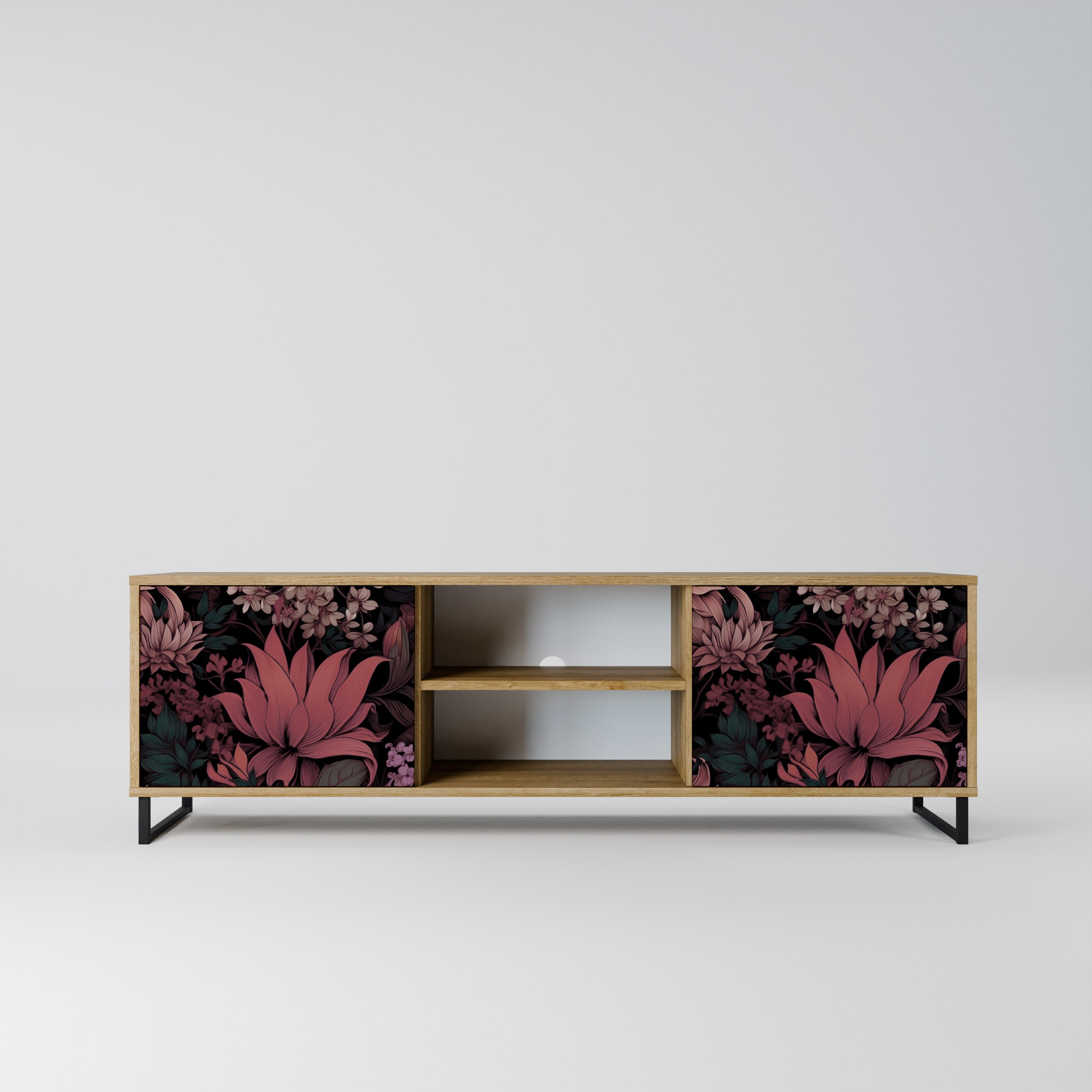 FLORAL WHISPER 2-türiger TV-Ständer in Eichenoptik