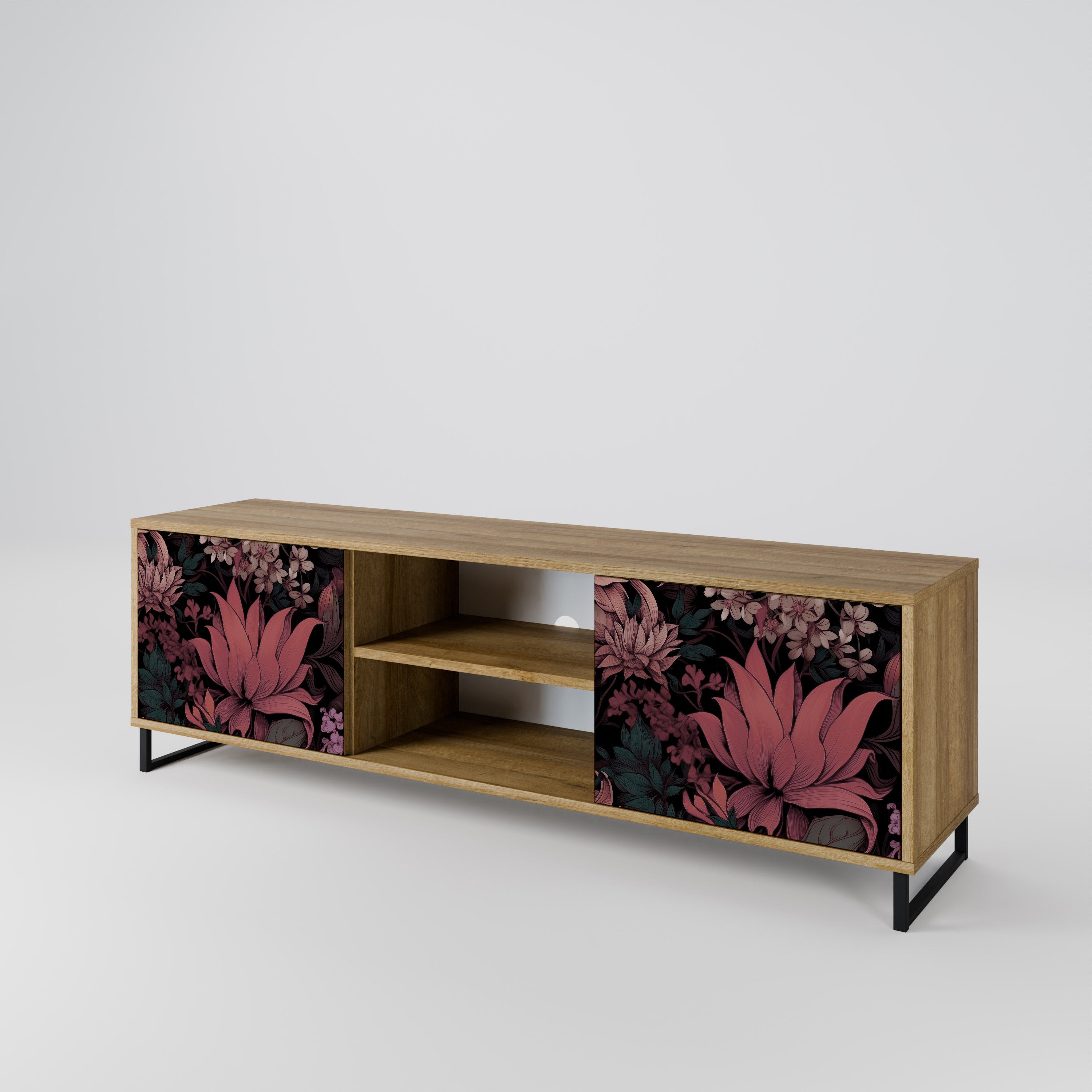FLORAL WHISPER 2-türiger TV-Ständer in Eichenoptik