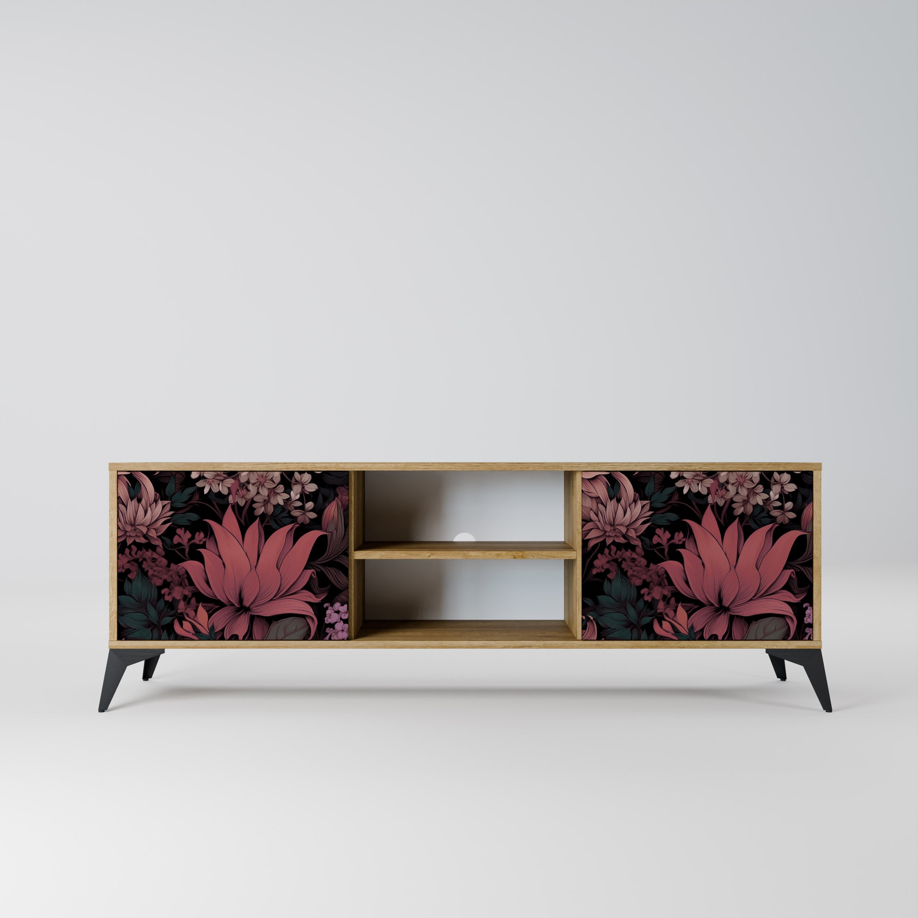 FLORAL WHISPER 2-türiger TV-Ständer in Eichenoptik