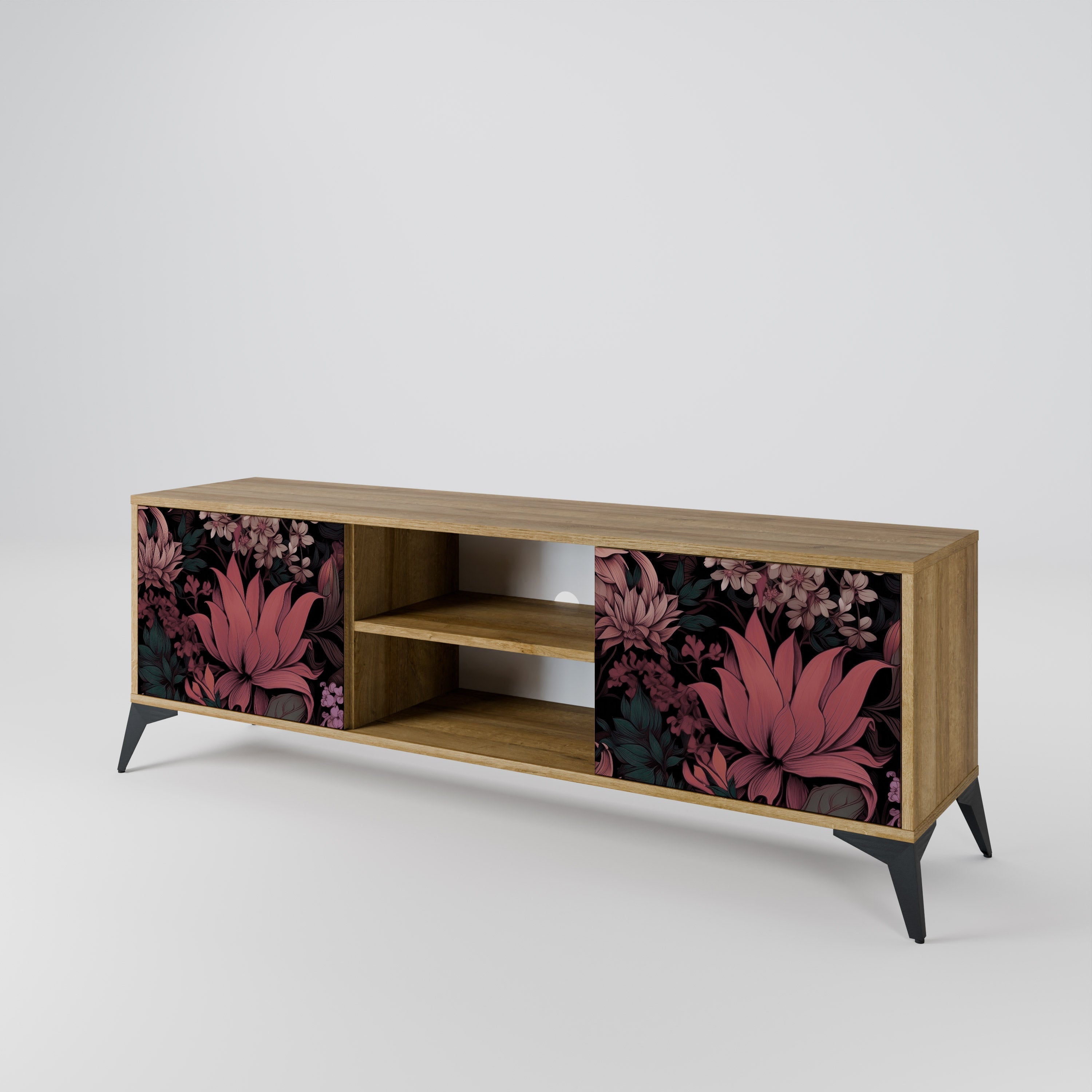 FLORAL WHISPER 2-türiger TV-Ständer in Eichenoptik