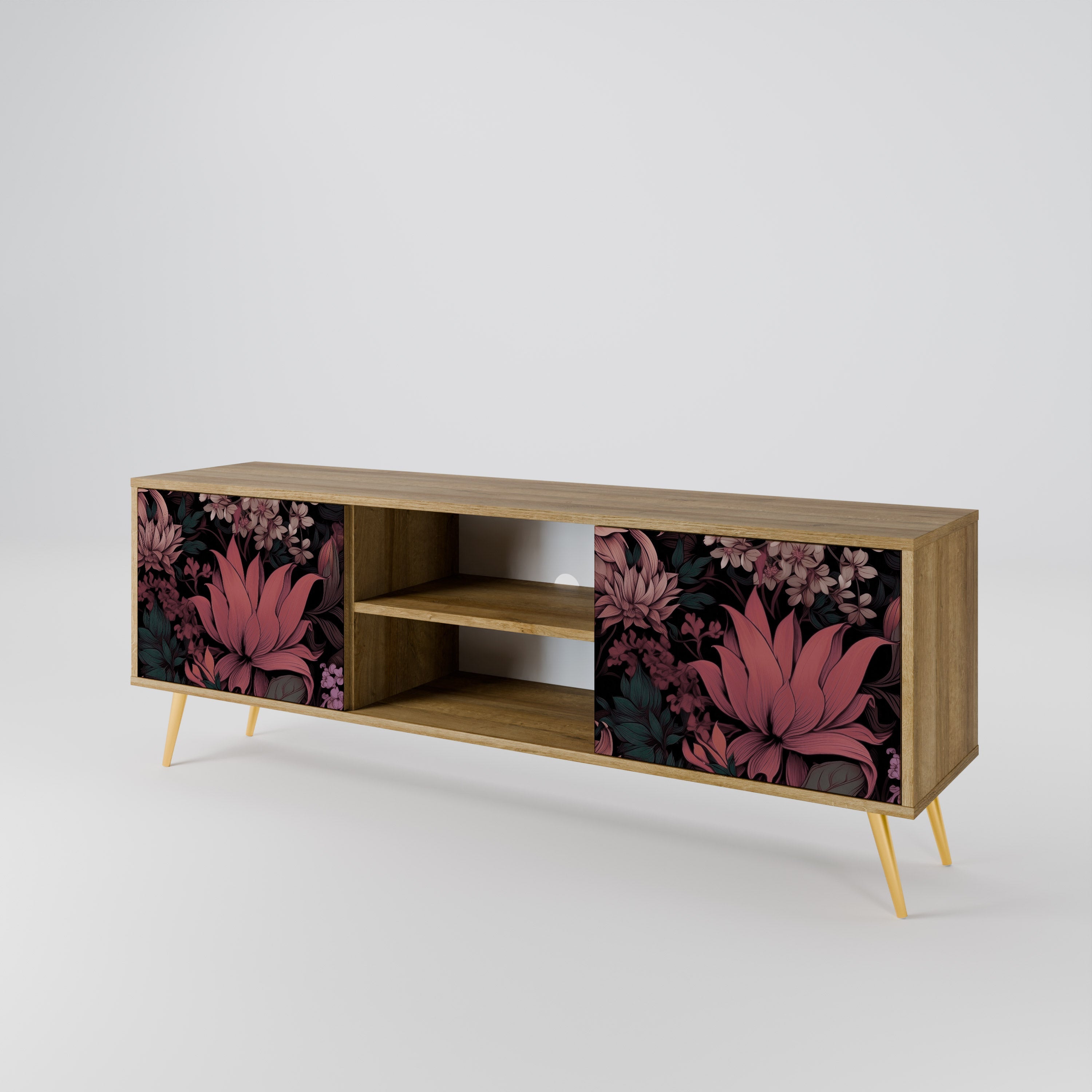 FLORAL WHISPER 2-türiger TV-Ständer in Eichenoptik