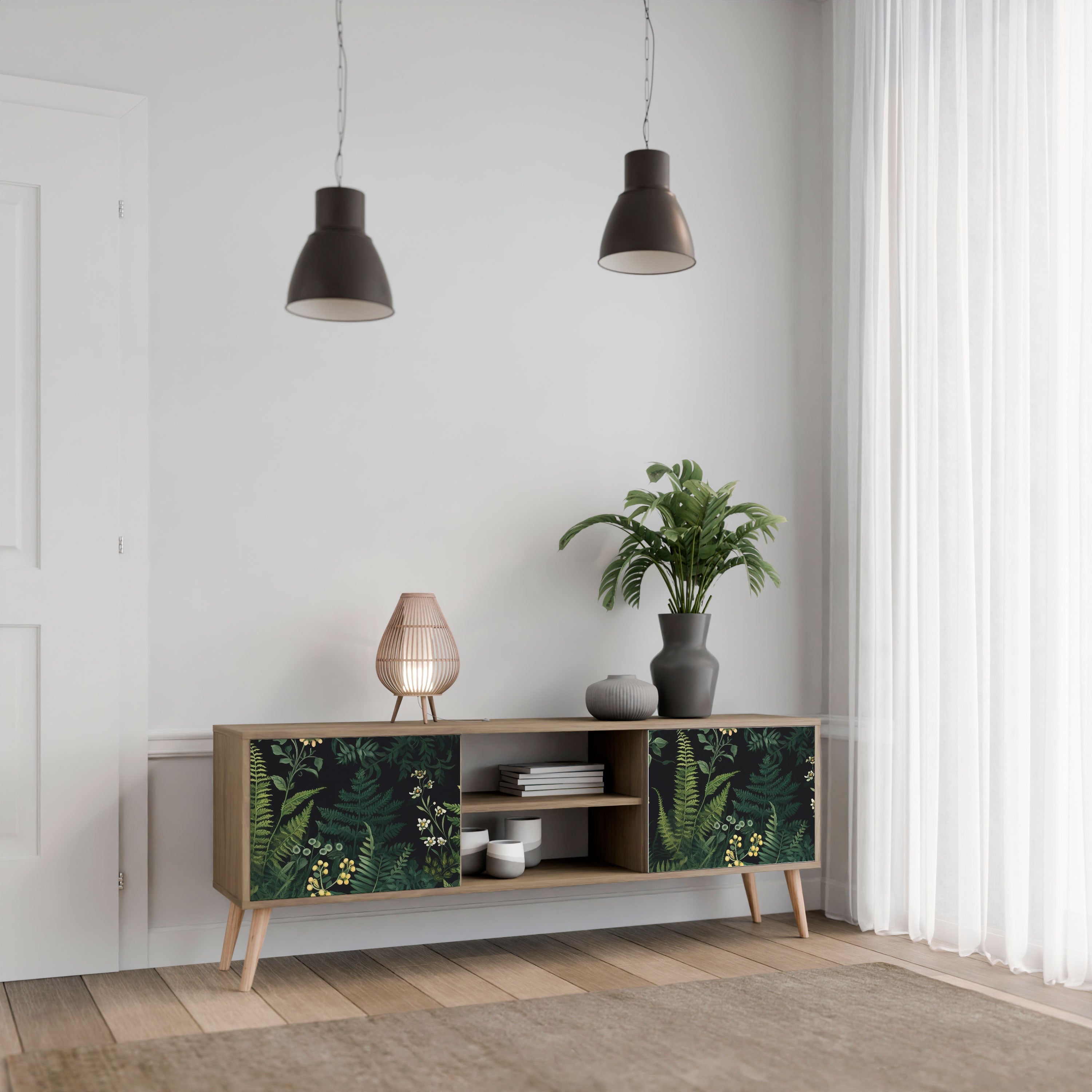 FERN FLOWERS 2-türiger TV-Ständer in Eichenoptik