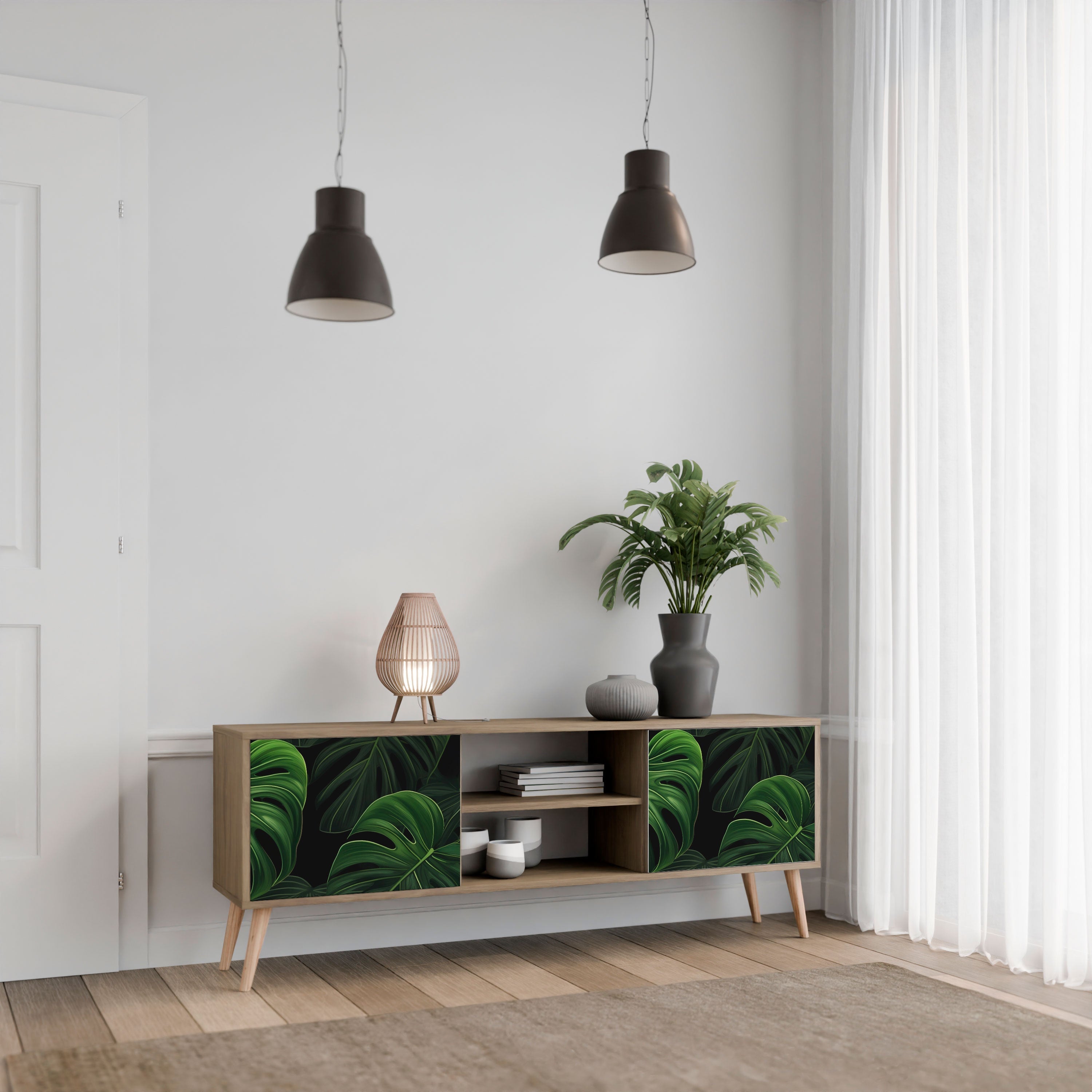 INFINITE MONSTERA 2-türiger TV-Ständer in Eichenoptik