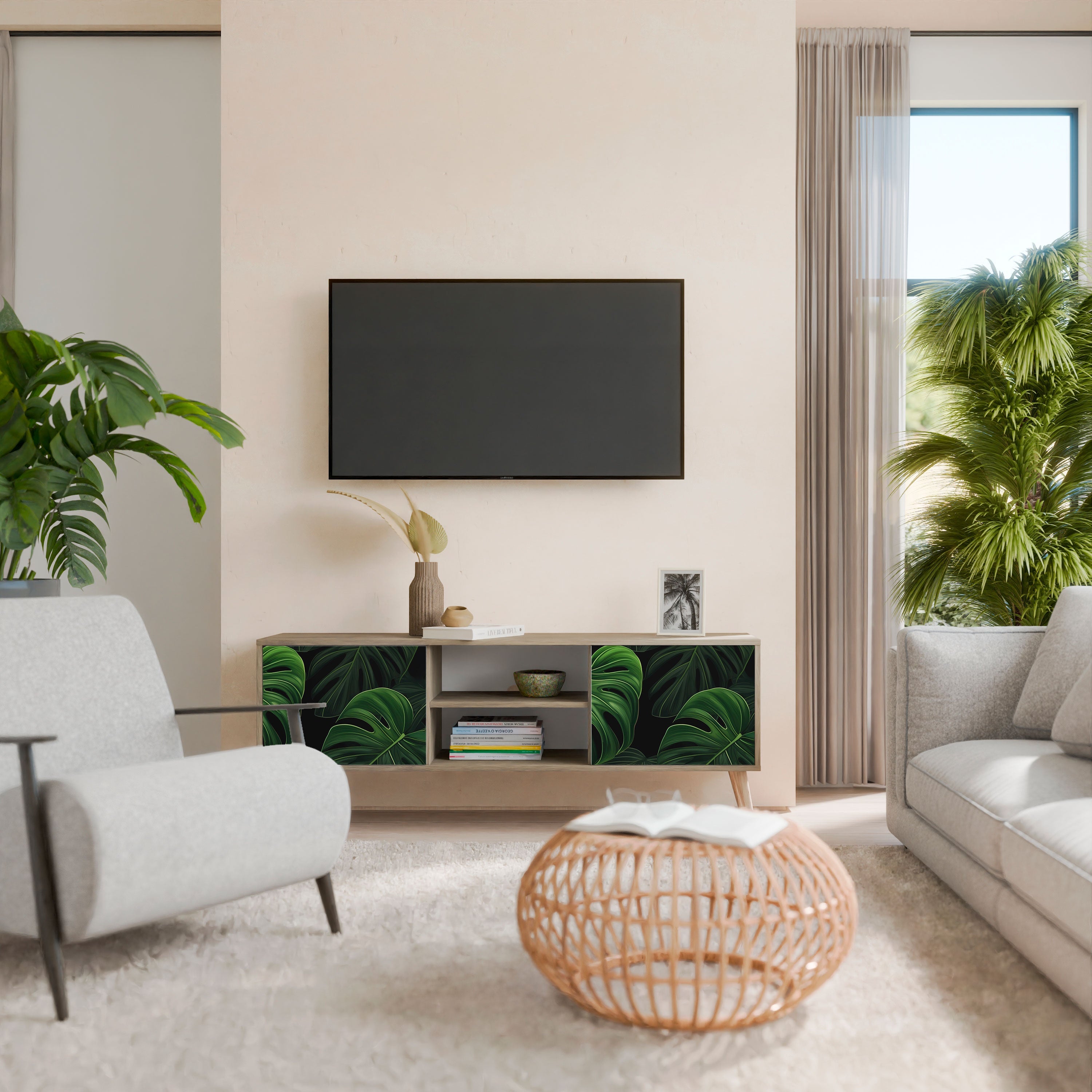 INFINITE MONSTERA 2-türiger TV-Ständer in Eichenoptik