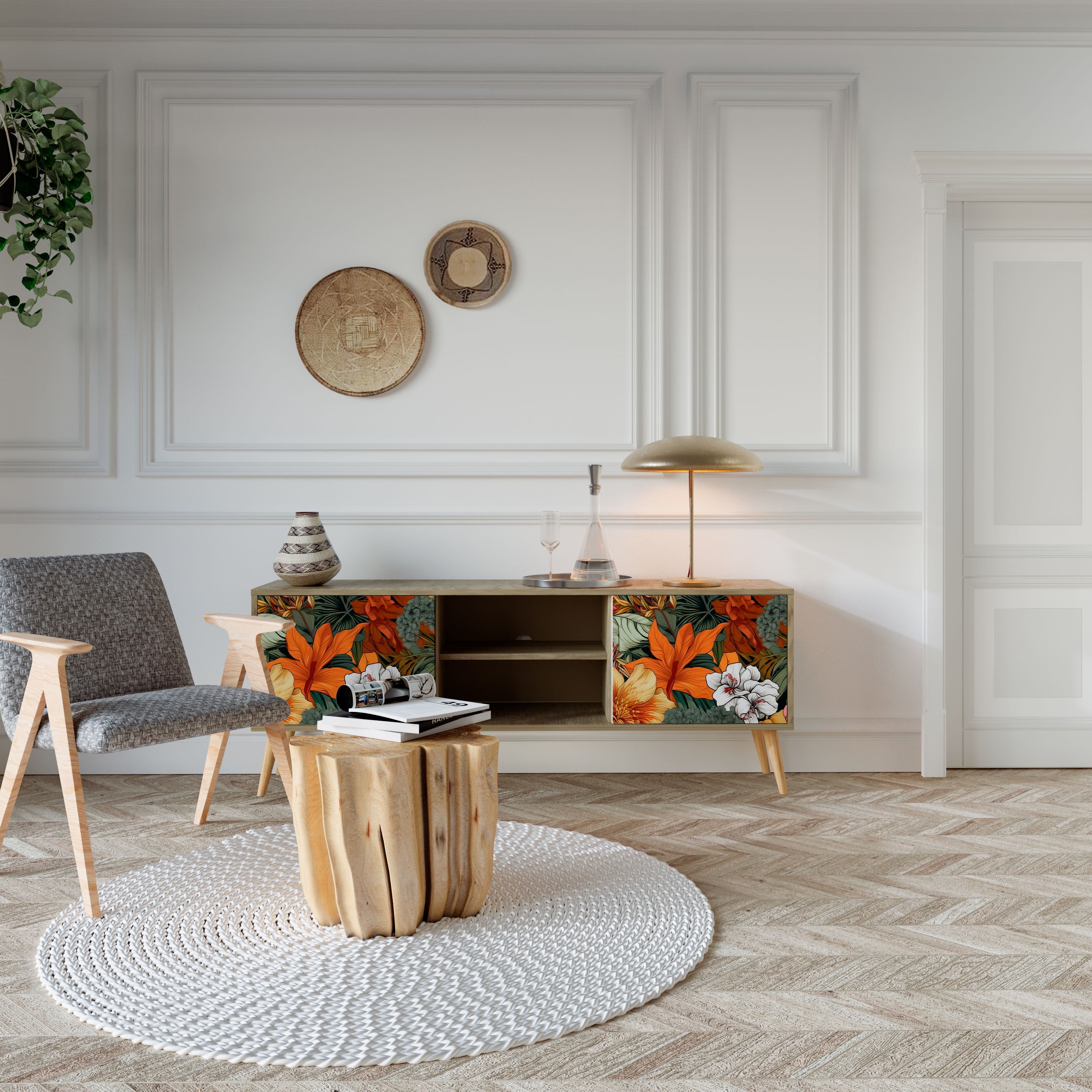 RADIANT FLORA 2-türiger TV-Ständer in Eichenoptik