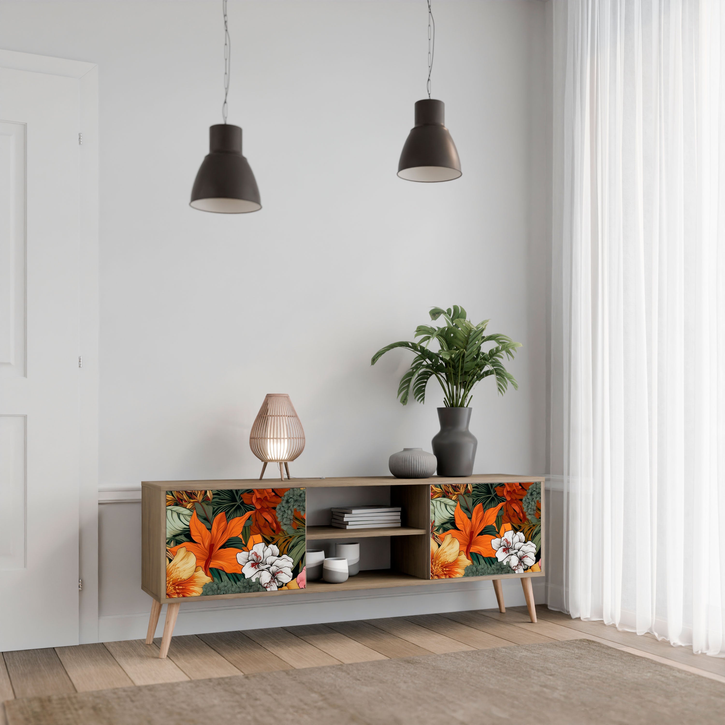 RADIANT FLORA 2-türiger TV-Ständer in Eichenoptik