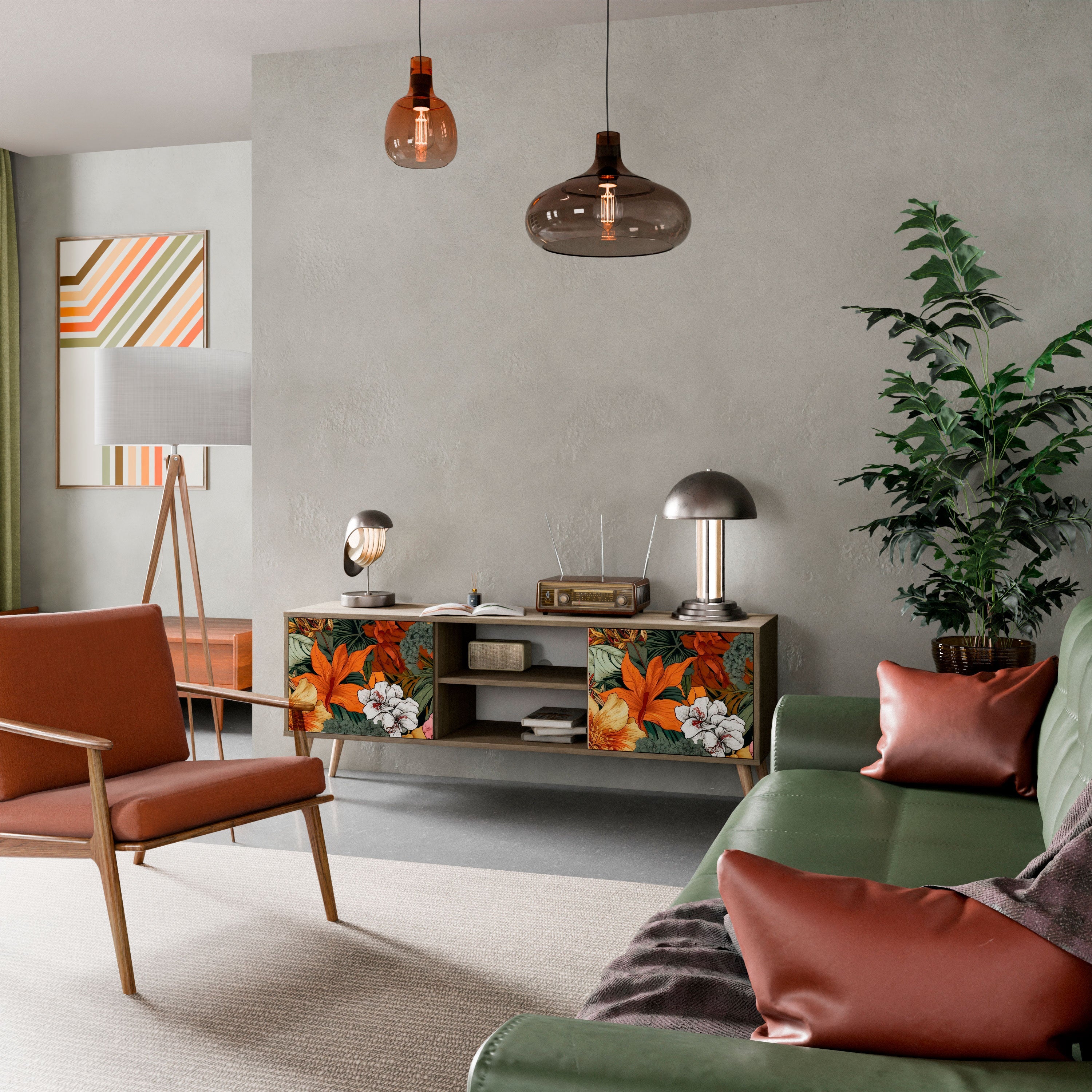 RADIANT FLORA 2-türiger TV-Ständer in Eichenoptik