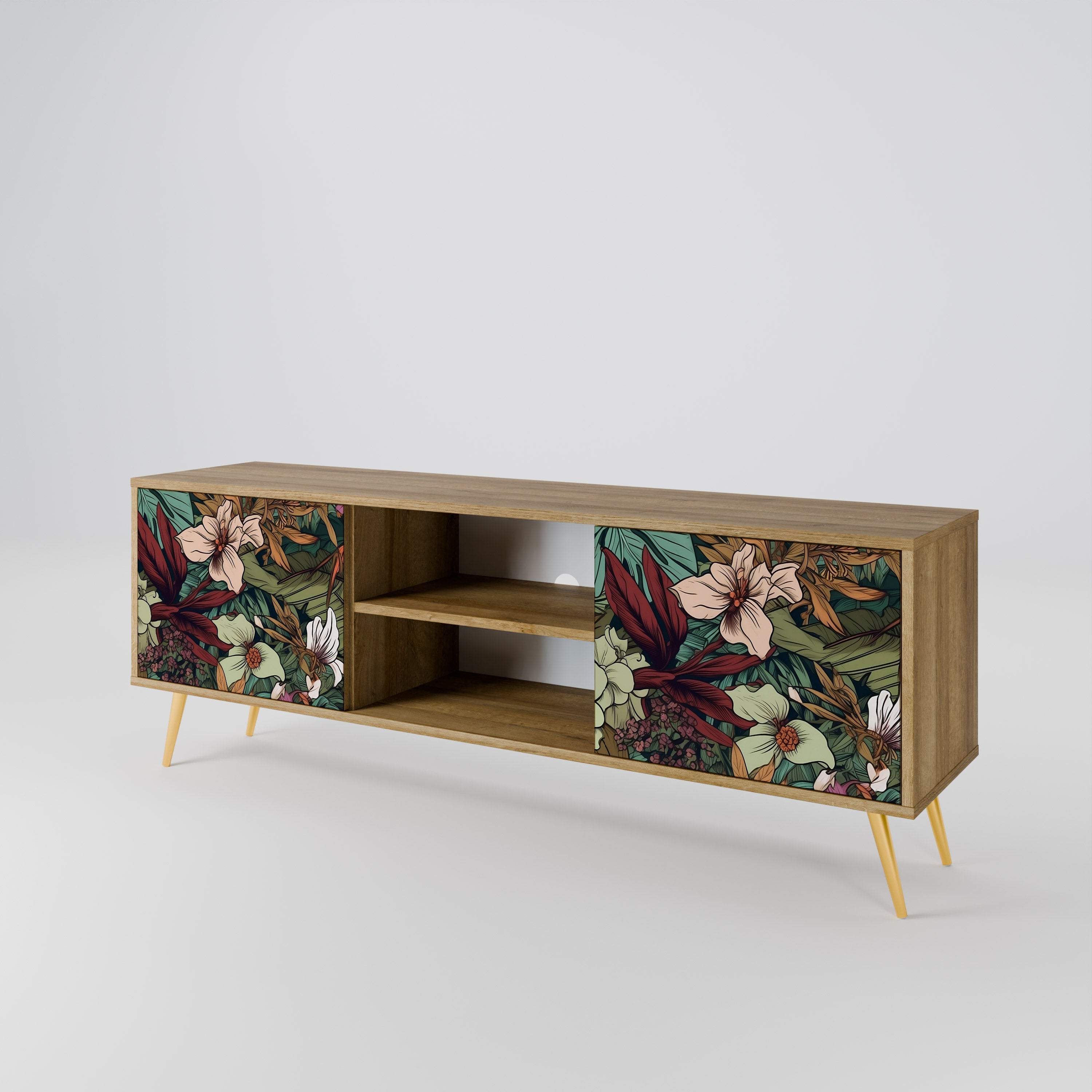 BOTANICAL EMERGENCE 2-türiger TV-Ständer in Eichenoptik