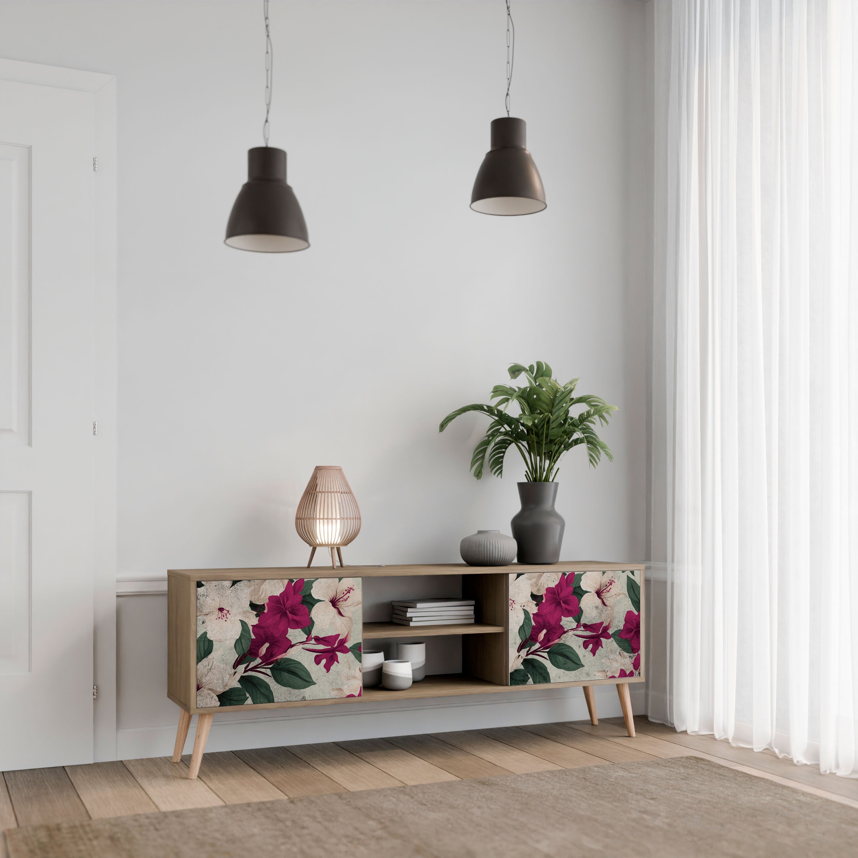 FLOWERET DREAM 2-türiger TV-Ständer in Eichenoptik