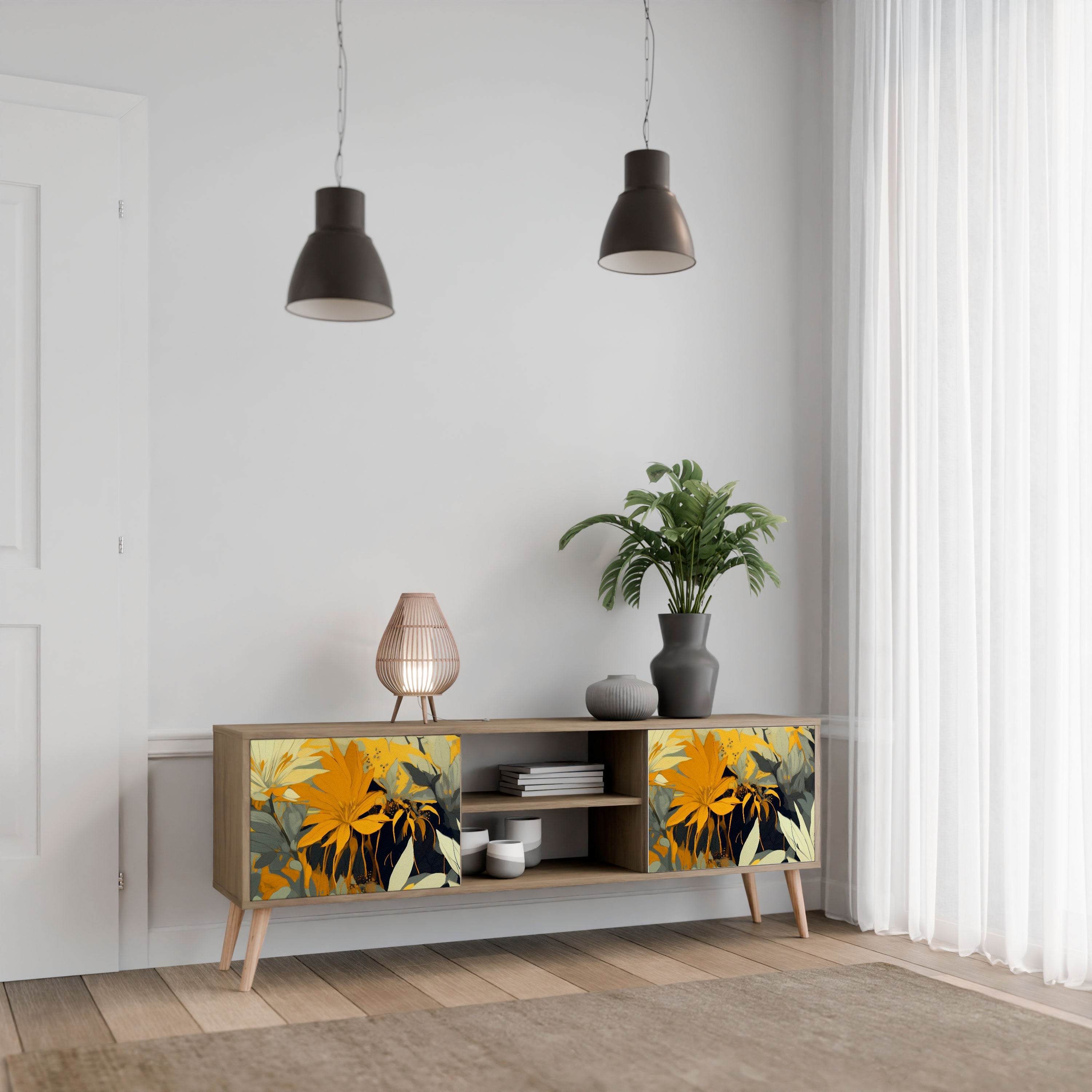 SUNKISSED LILY TV-Ständer mit 2 Türen in Eichenoptik
