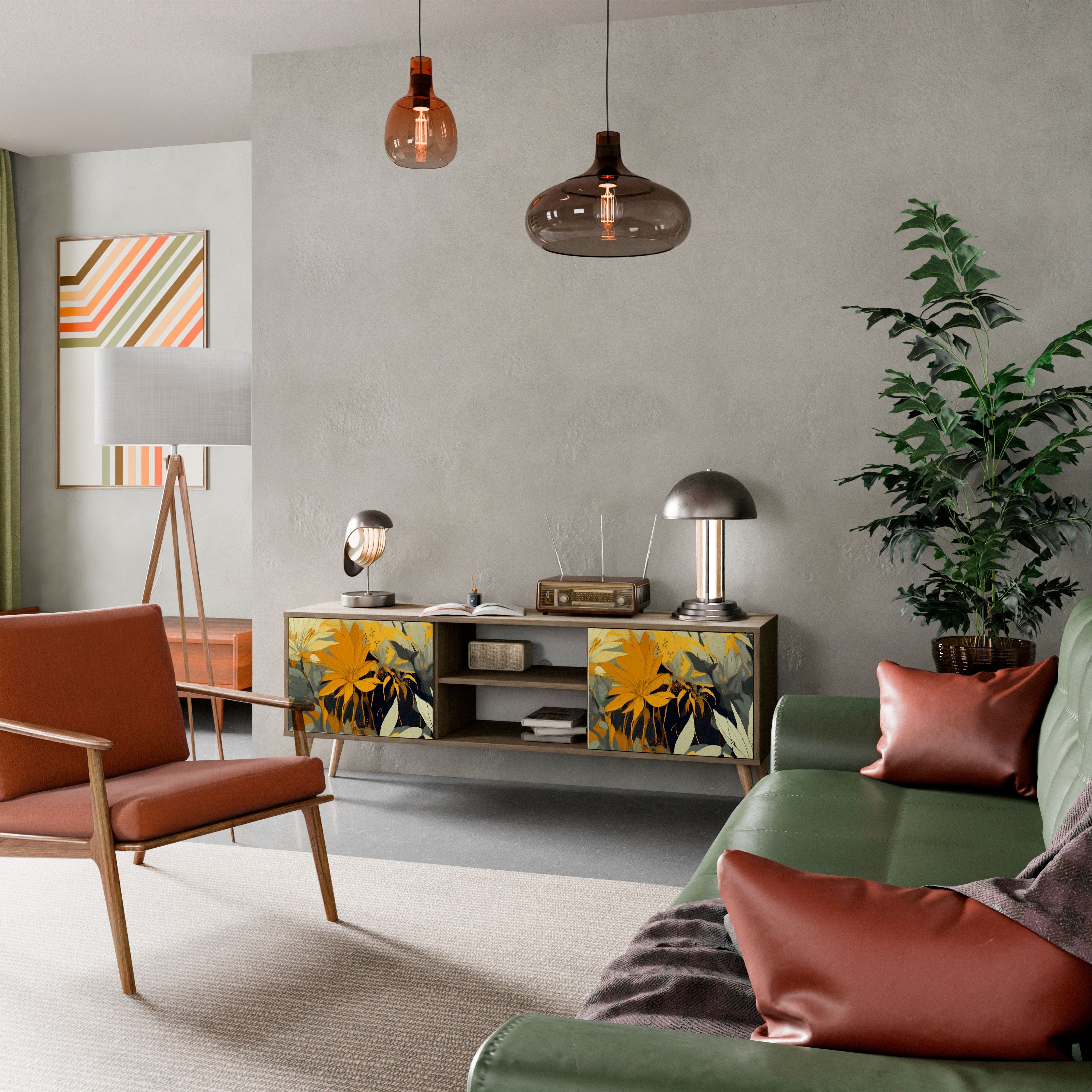 SUNKISSED LILY TV-Ständer mit 2 Türen in Eichenoptik