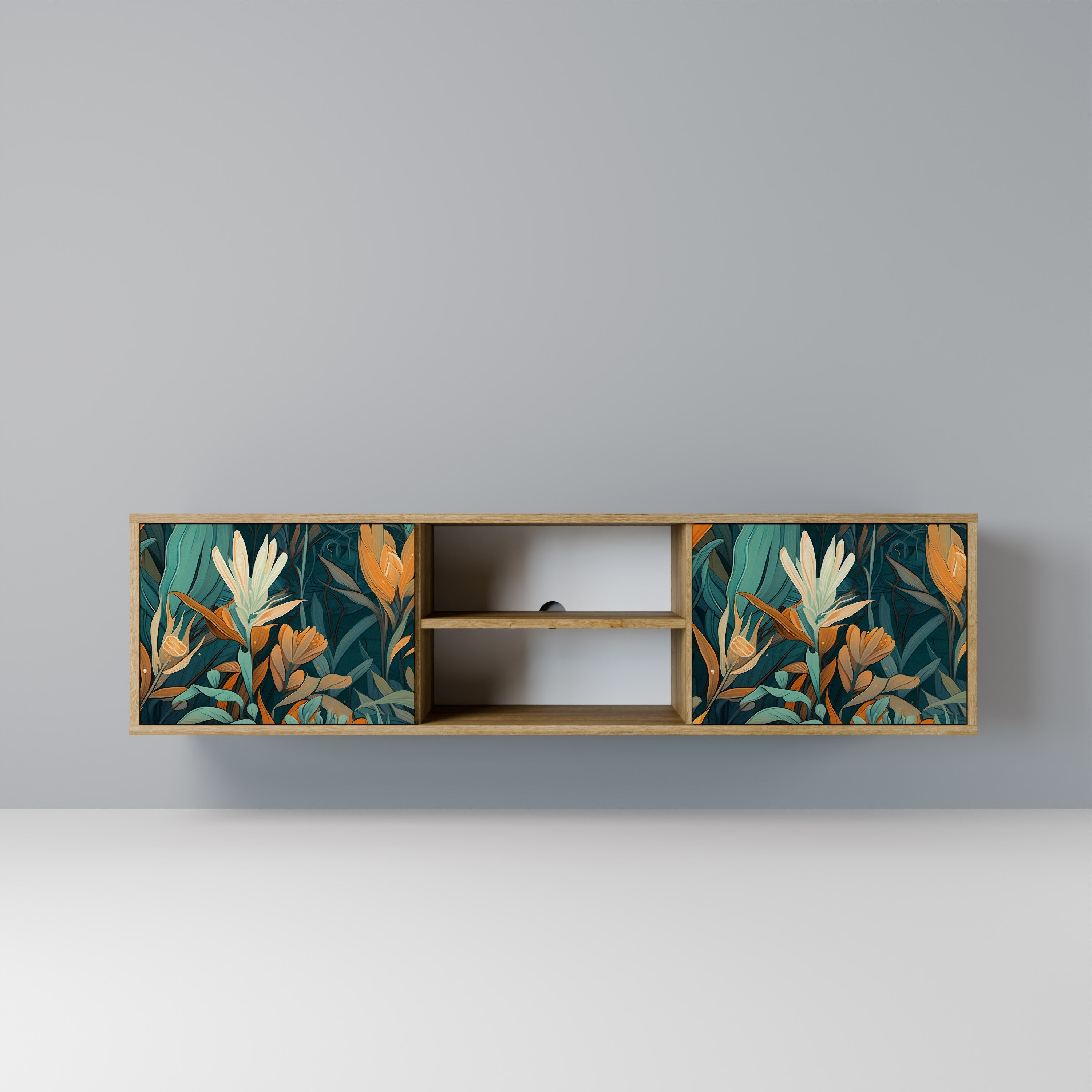 FLORAL SERENITY 2-türiger TV-Ständer in Eichenoptik
