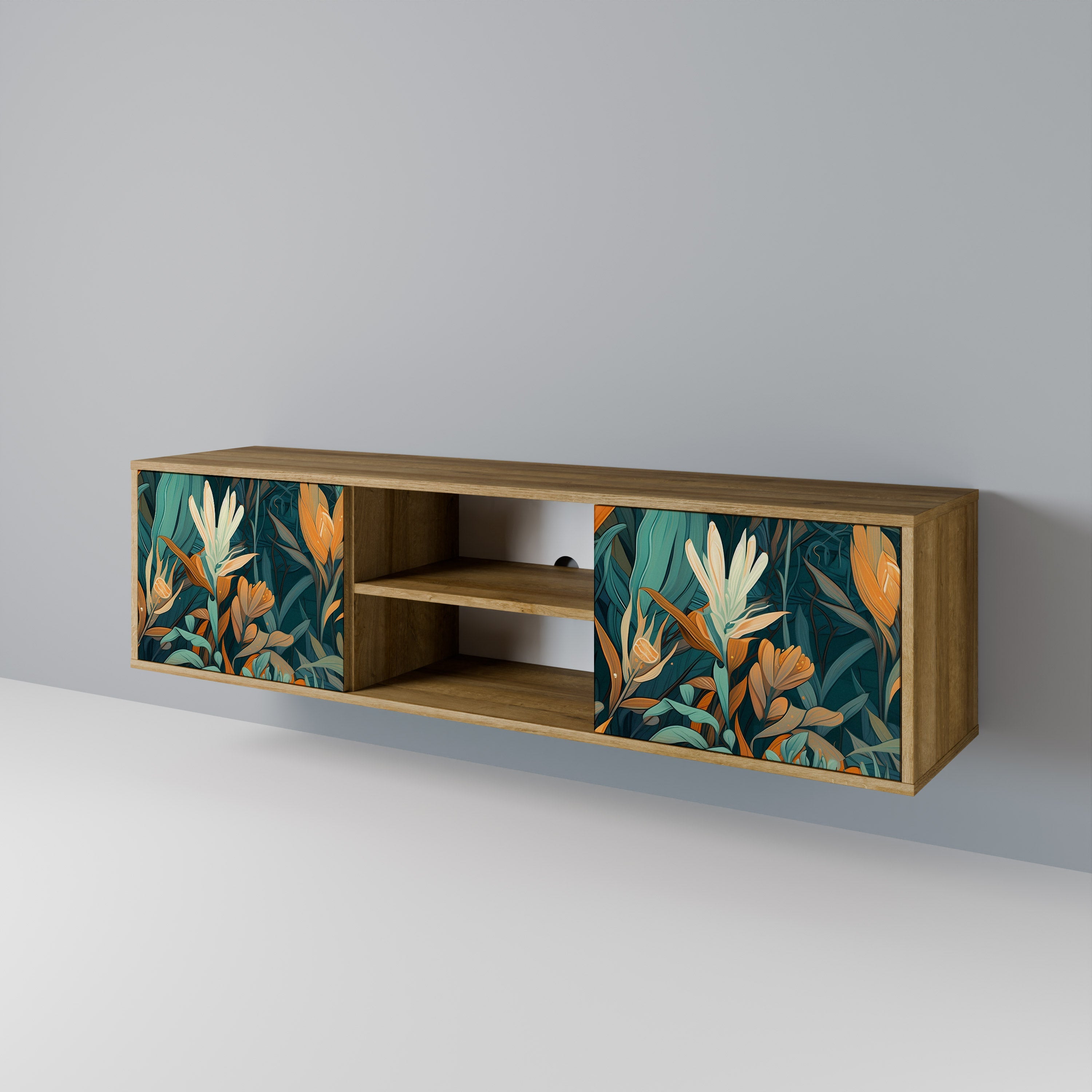 FLORAL SERENITY 2-türiger TV-Ständer in Eichenoptik