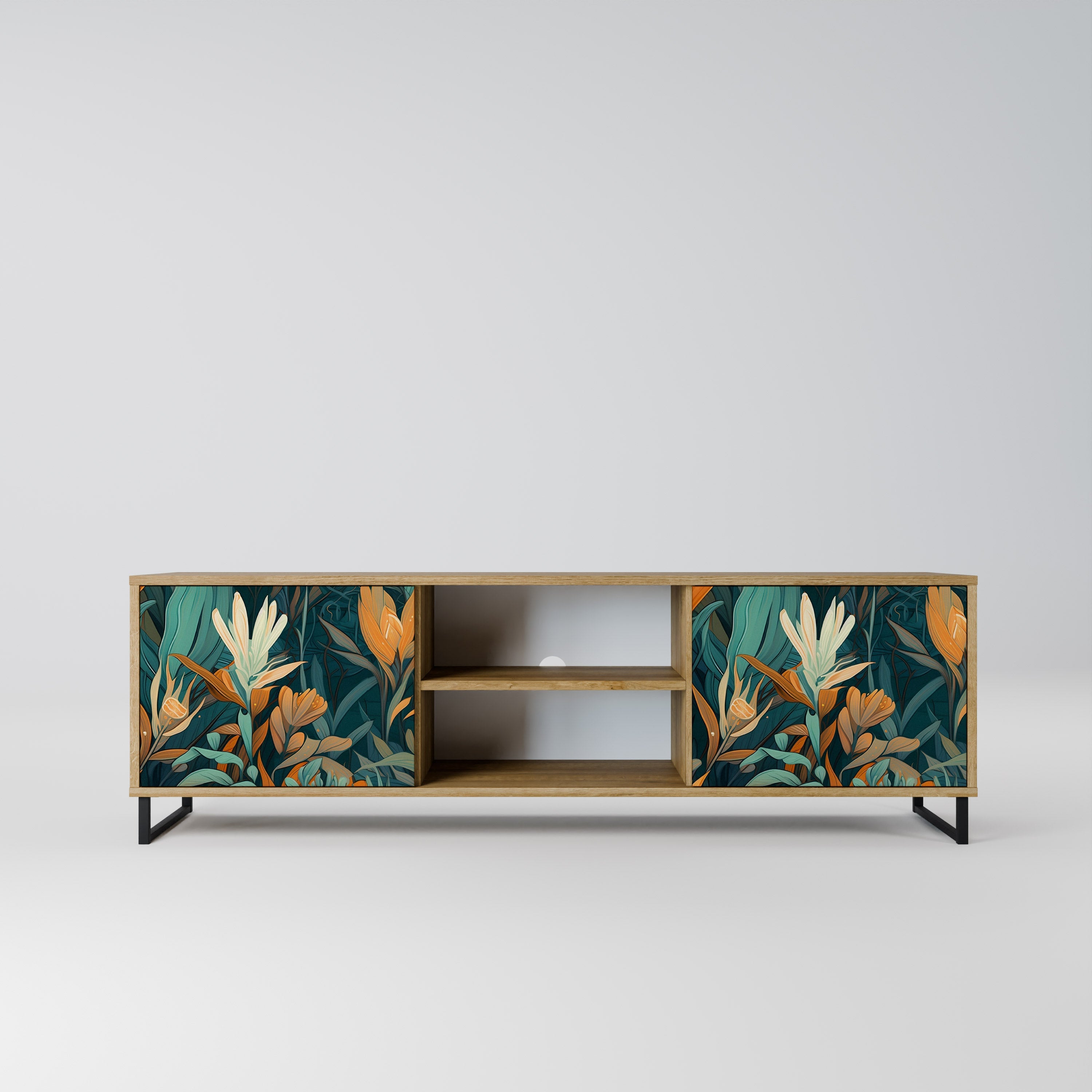 FLORAL SERENITY 2-türiger TV-Ständer in Eichenoptik