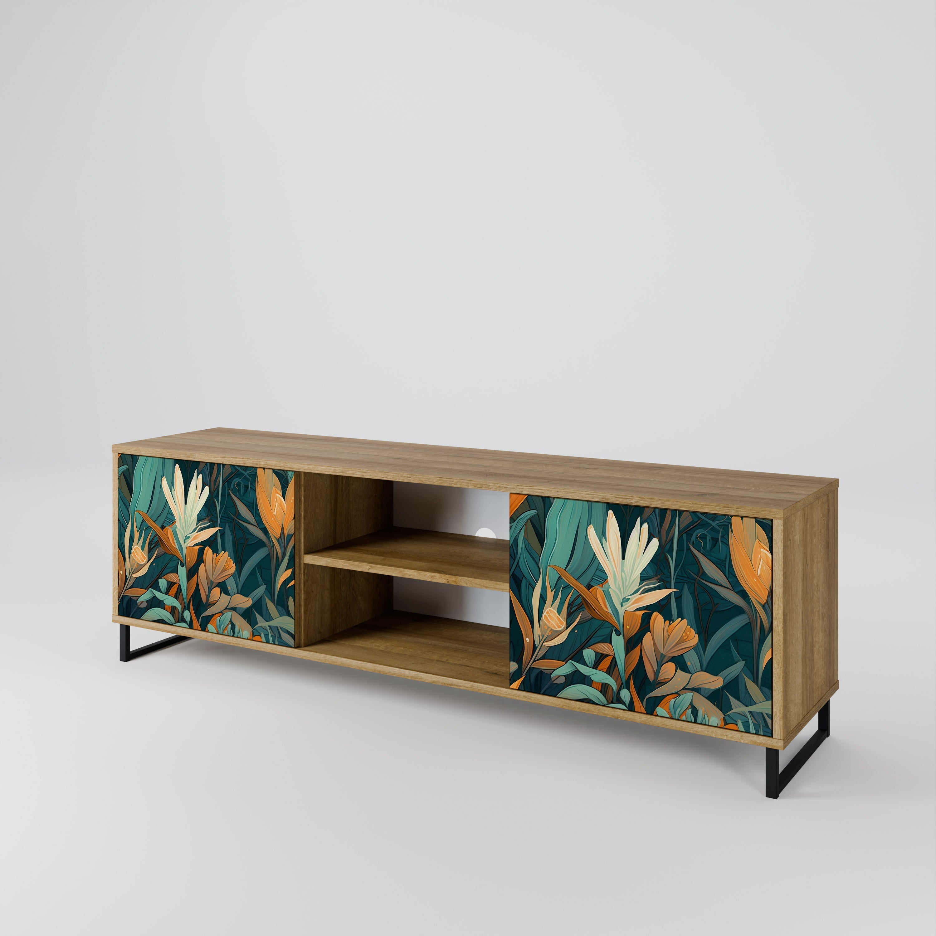 FLORAL SERENITY 2-türiger TV-Ständer in Eichenoptik