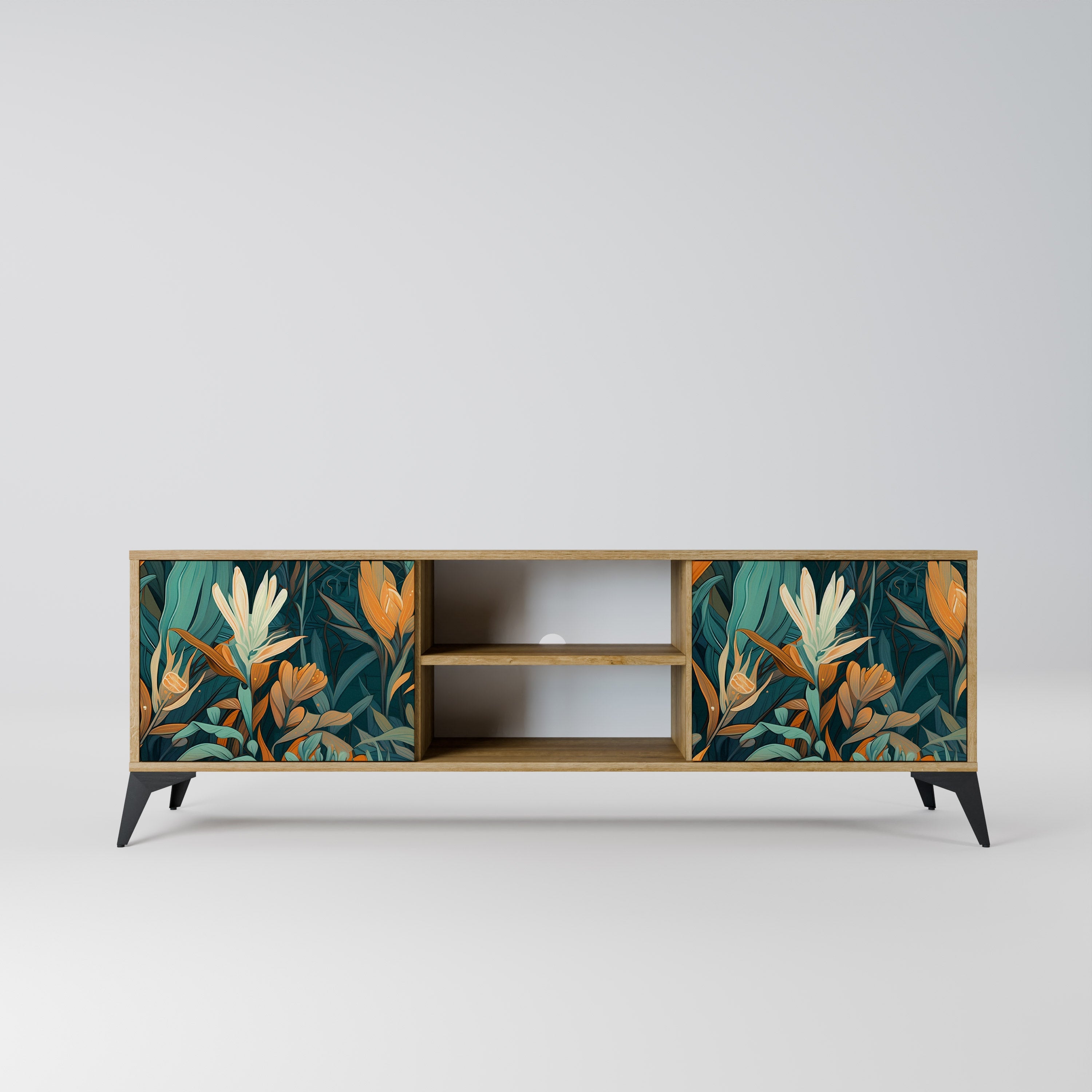 FLORAL SERENITY 2-türiger TV-Ständer in Eichenoptik