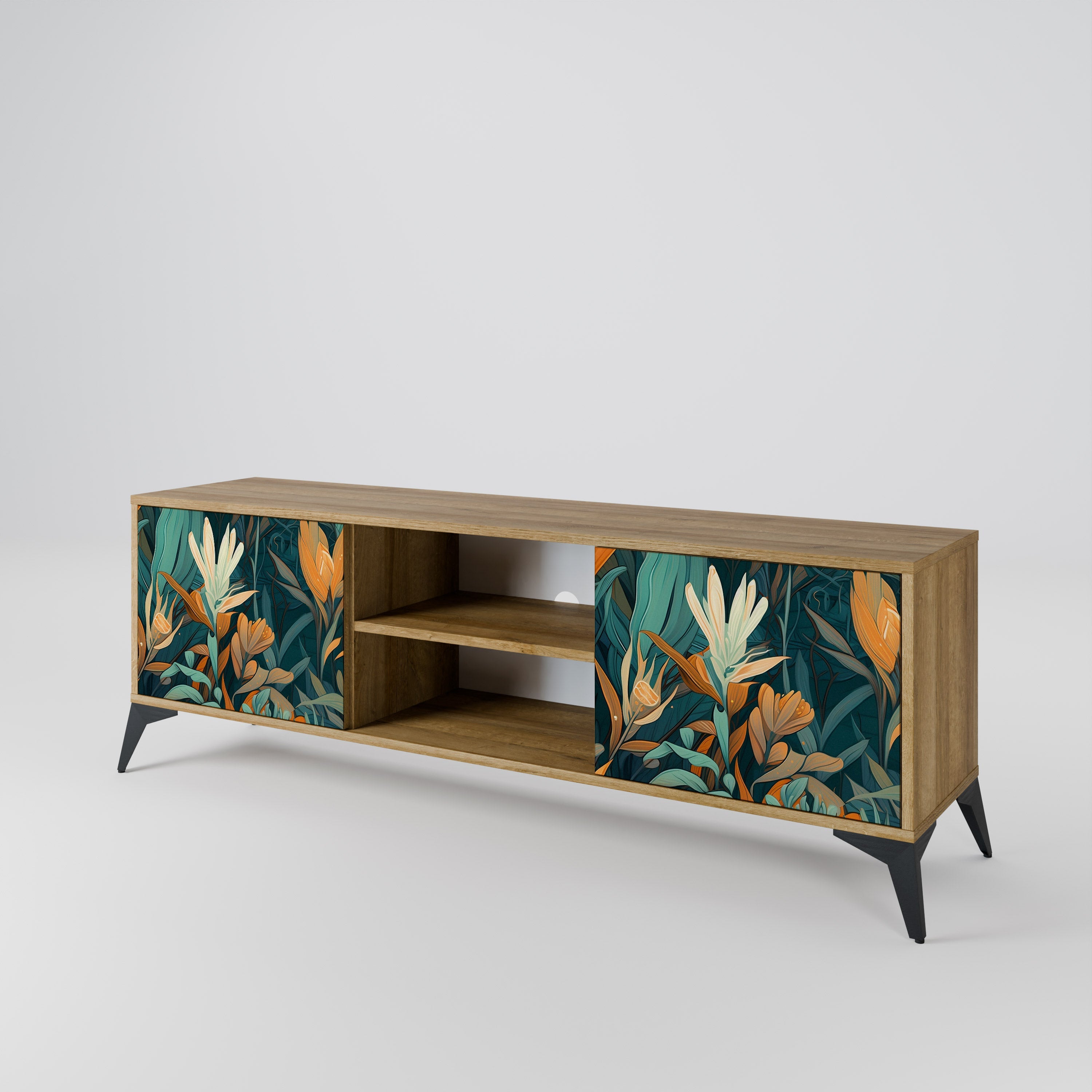 FLORAL SERENITY 2-türiger TV-Ständer in Eichenoptik