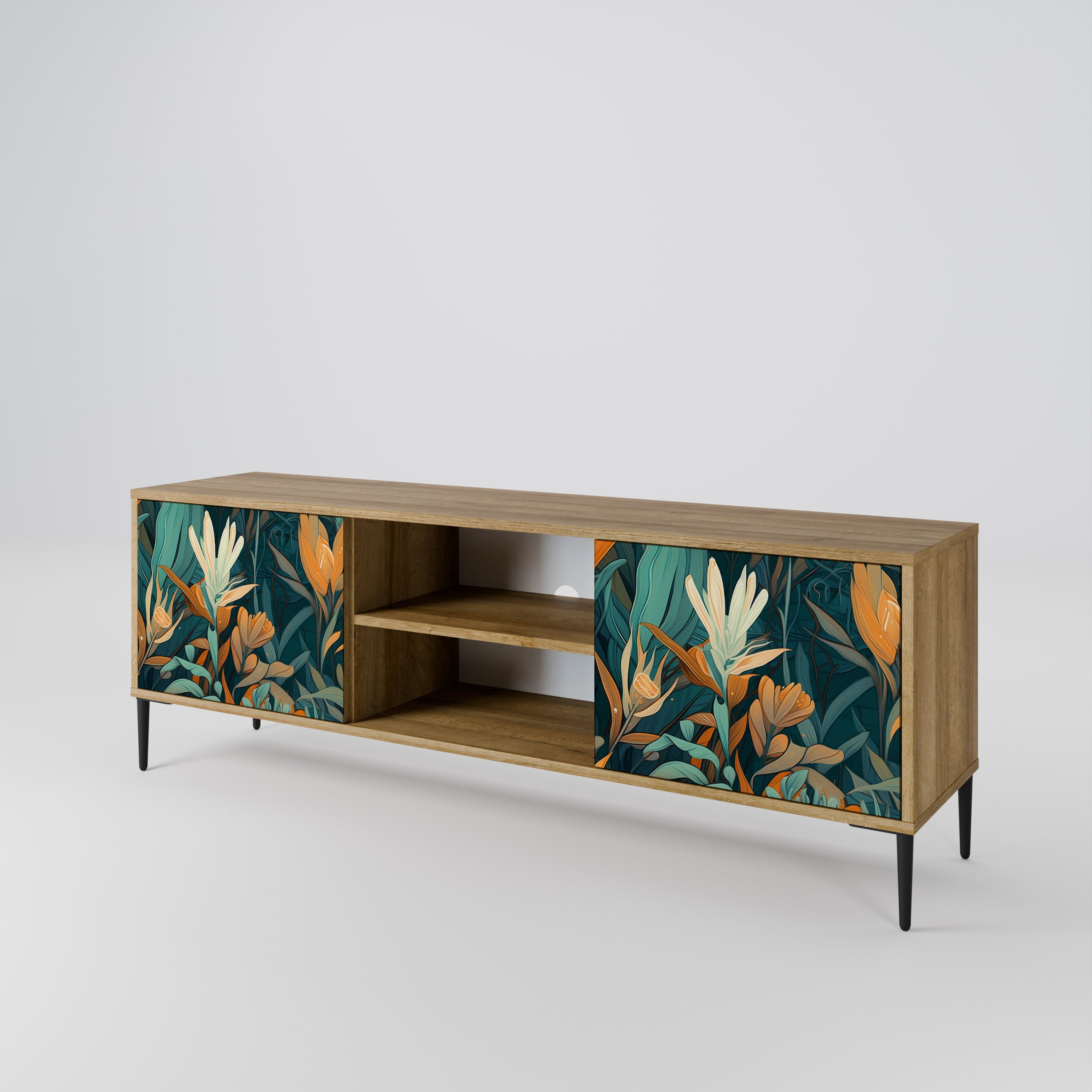 FLORAL SERENITY 2-türiger TV-Ständer in Eichenoptik